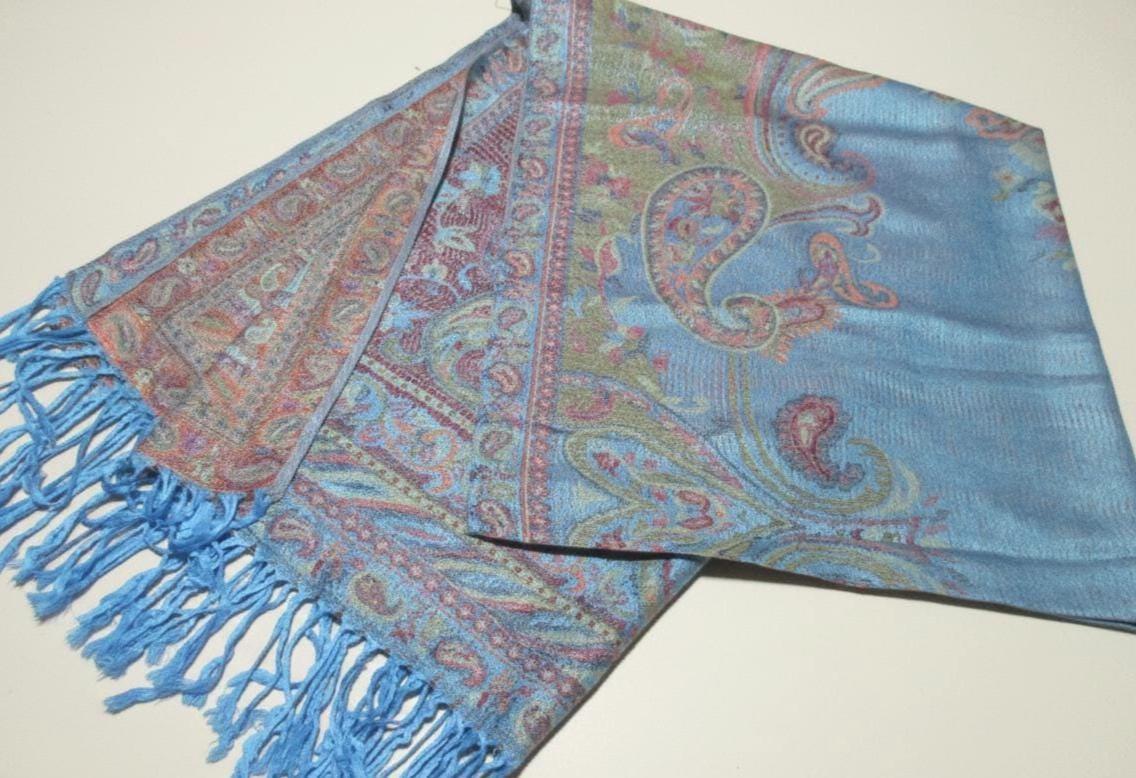 Soft Pashmina Shawl & Scarf for Women, Jacquard Brocade, Shawl, Sarong or Head Wraps