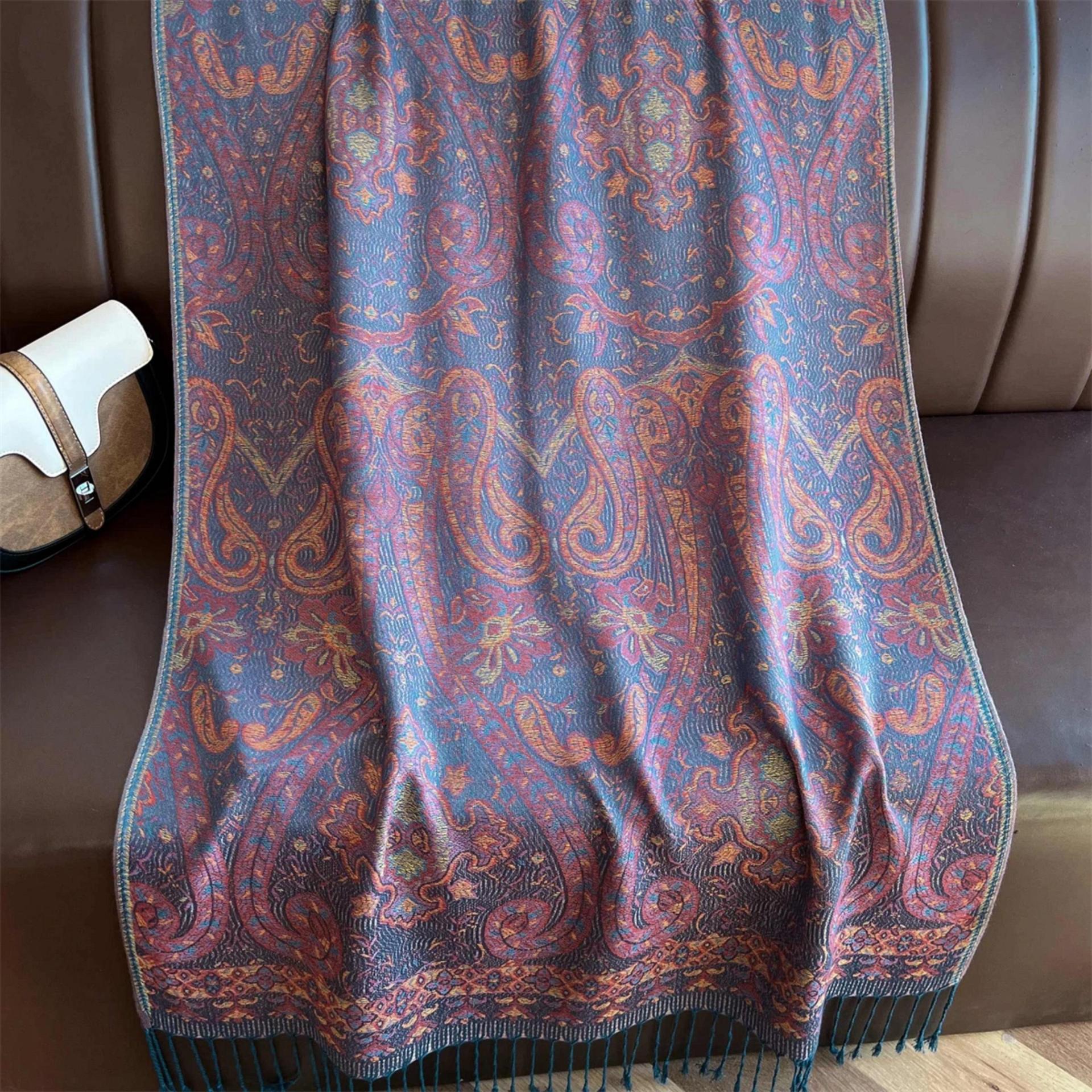 Reversible Soft Pashmina Shawl & Scarf for Women, Jacquard Brocade, Shawl, Sarong or Head Wraps