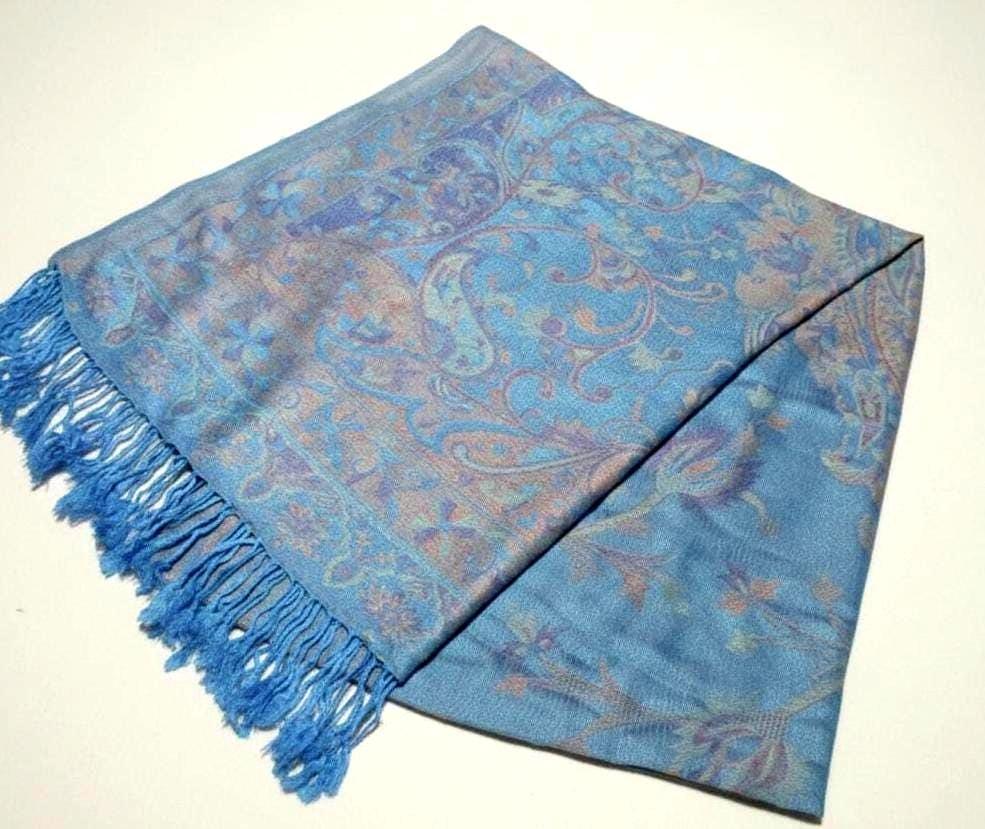 Reversible Soft Pashmina Shawl & Scarf for Women, Jacquard Brocade, Shawl, Sarong or Head Wraps
