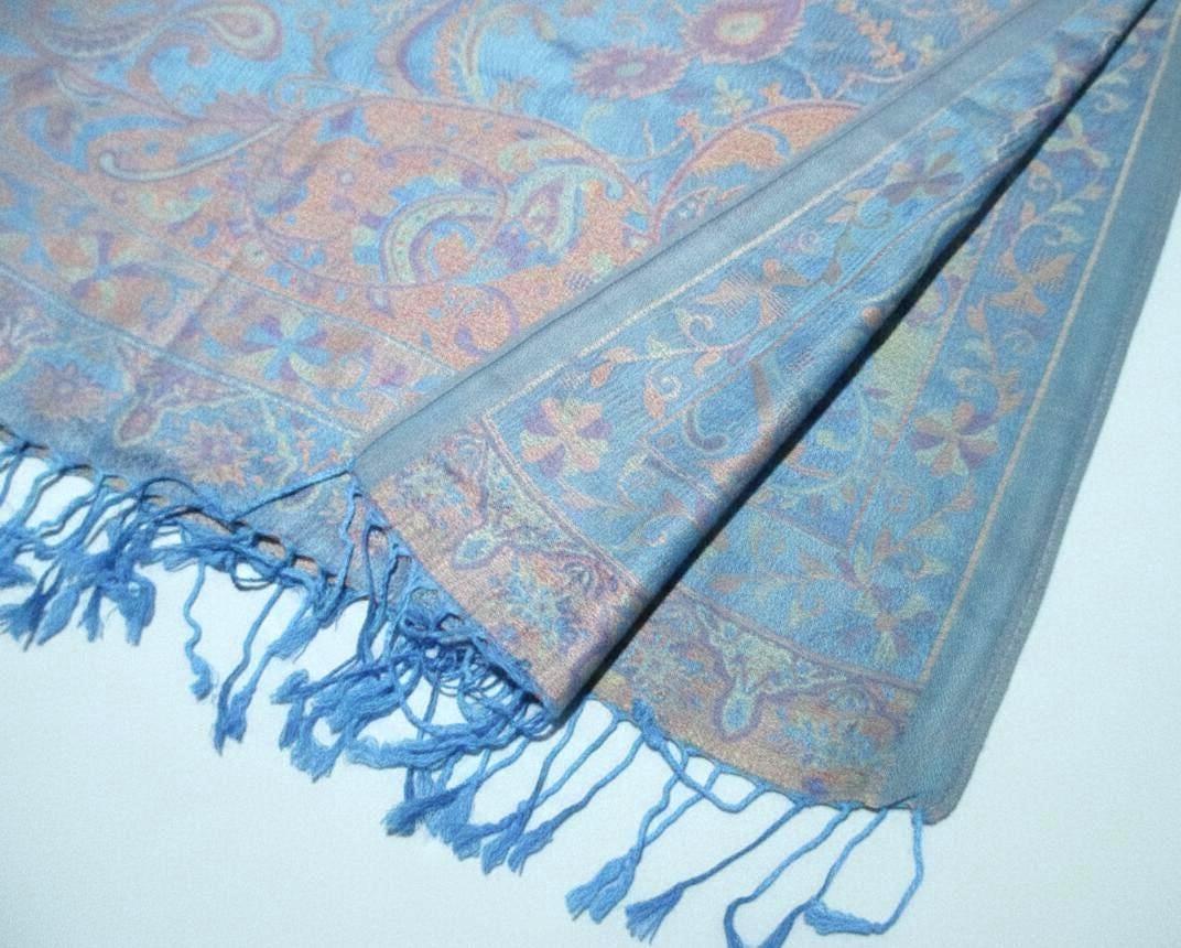 Reversible Soft Pashmina Shawl & Scarf for Women, Jacquard Brocade, Shawl, Sarong or Head Wraps