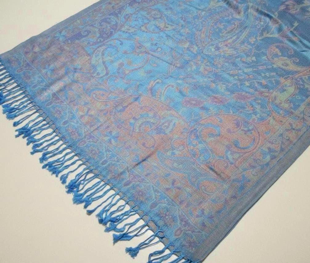 Reversible Soft Pashmina Shawl & Scarf for Women, Jacquard Brocade, Shawl, Sarong or Head Wraps