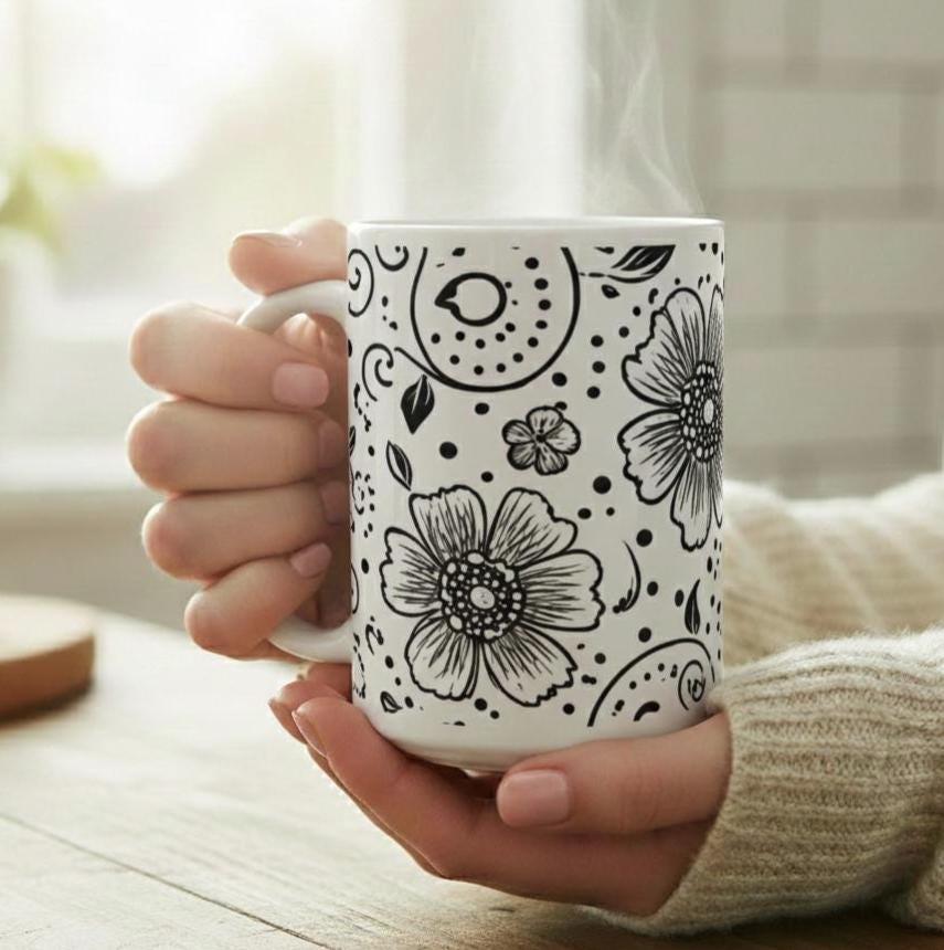 Floral Cups -  Large and Small Ceramic Mugs