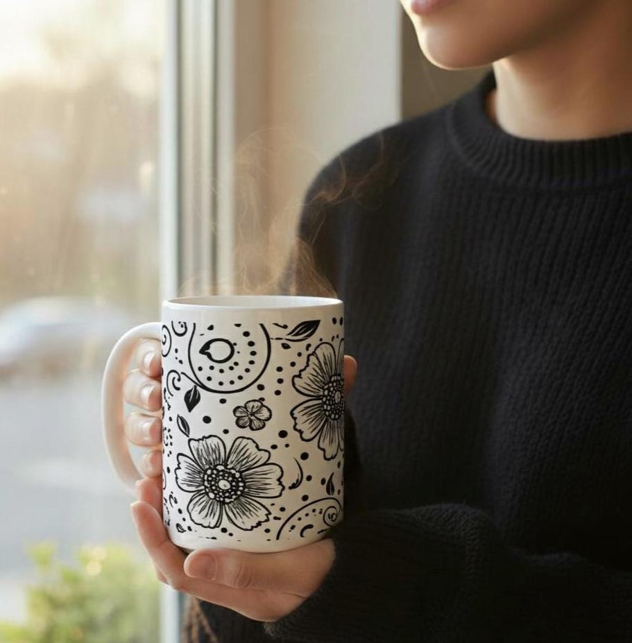 Floral Cups -  Large and Small Ceramic Mugs