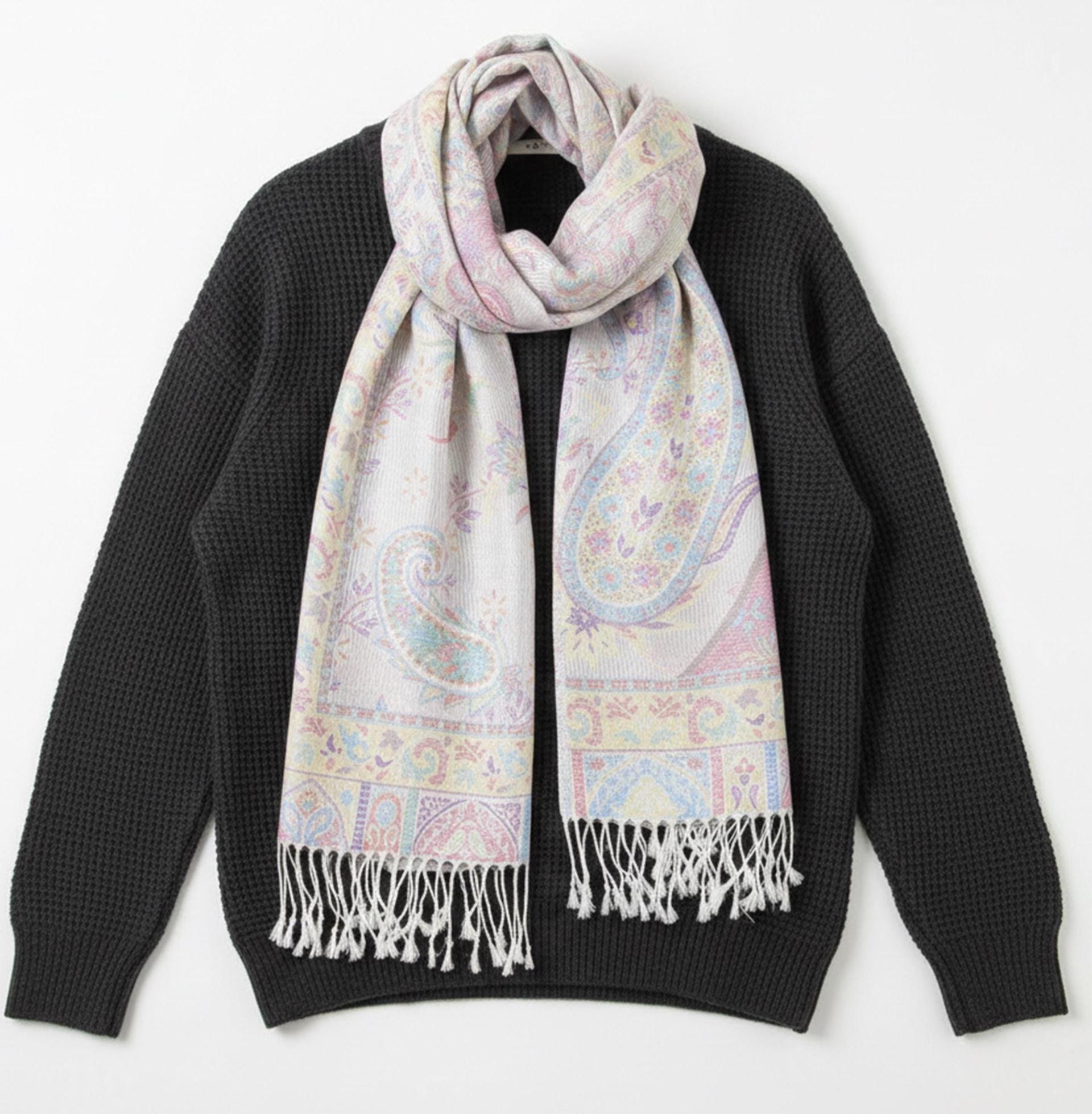 Soft Pashmina Shawl & Scarf for Women, Jacquard Brocade, Shawl, Sarong or Head Wraps