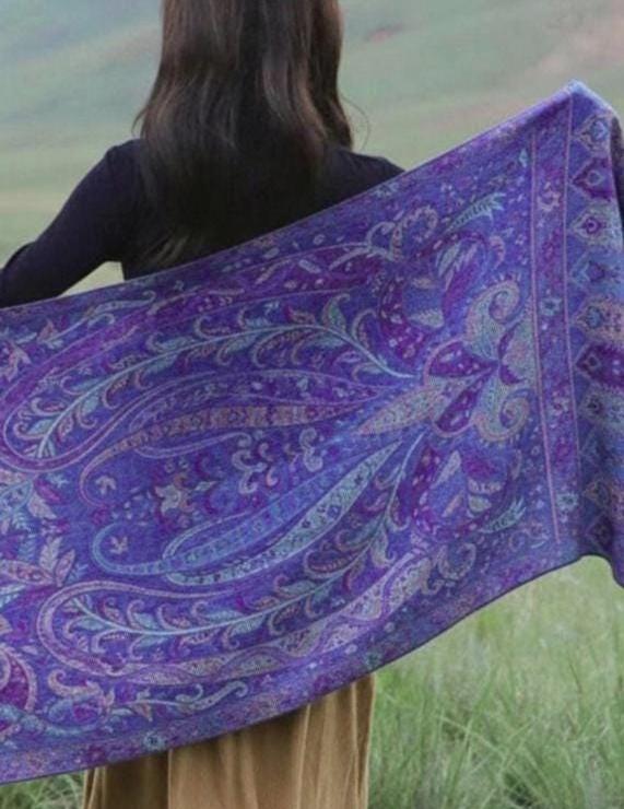 Reversible Soft Pashmina Shawl & Scarf for Women, Jacquard Brocade, Shawl, Sarong or Head Wraps