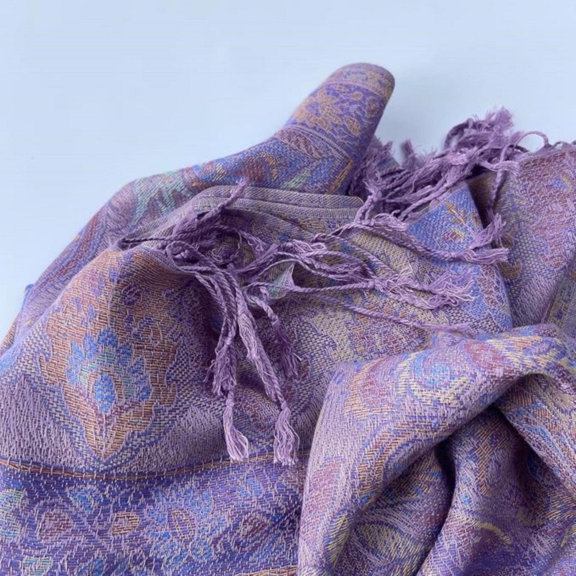 Reversible Soft Pashmina Shawl & Scarf for Women, Jacquard Brocade, Shawl, Sarong or Head Wraps