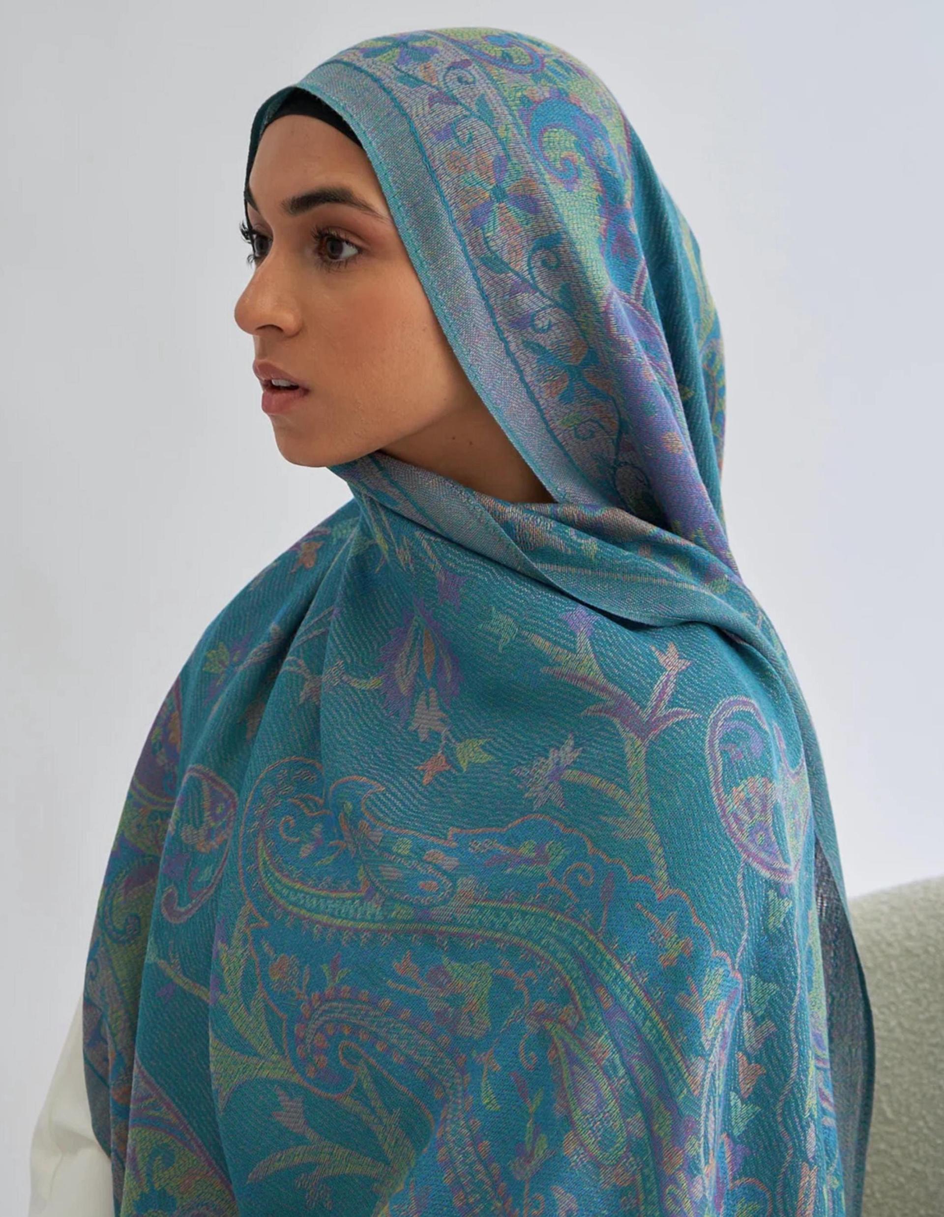 Reversible Soft Pashmina Shawl & Scarf for Women, Jacquard Brocade, Shawl, Sarong or Head Wraps