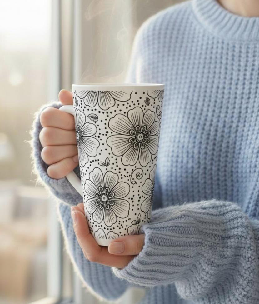 Latte 17oz Ceramic Mug - Coffee or Tea Cup, Extra Tall