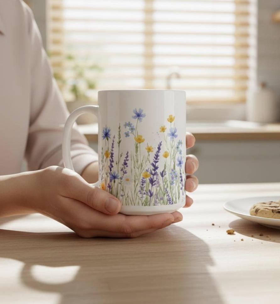 Floral Cups -  Large and Small Ceramic Mugs