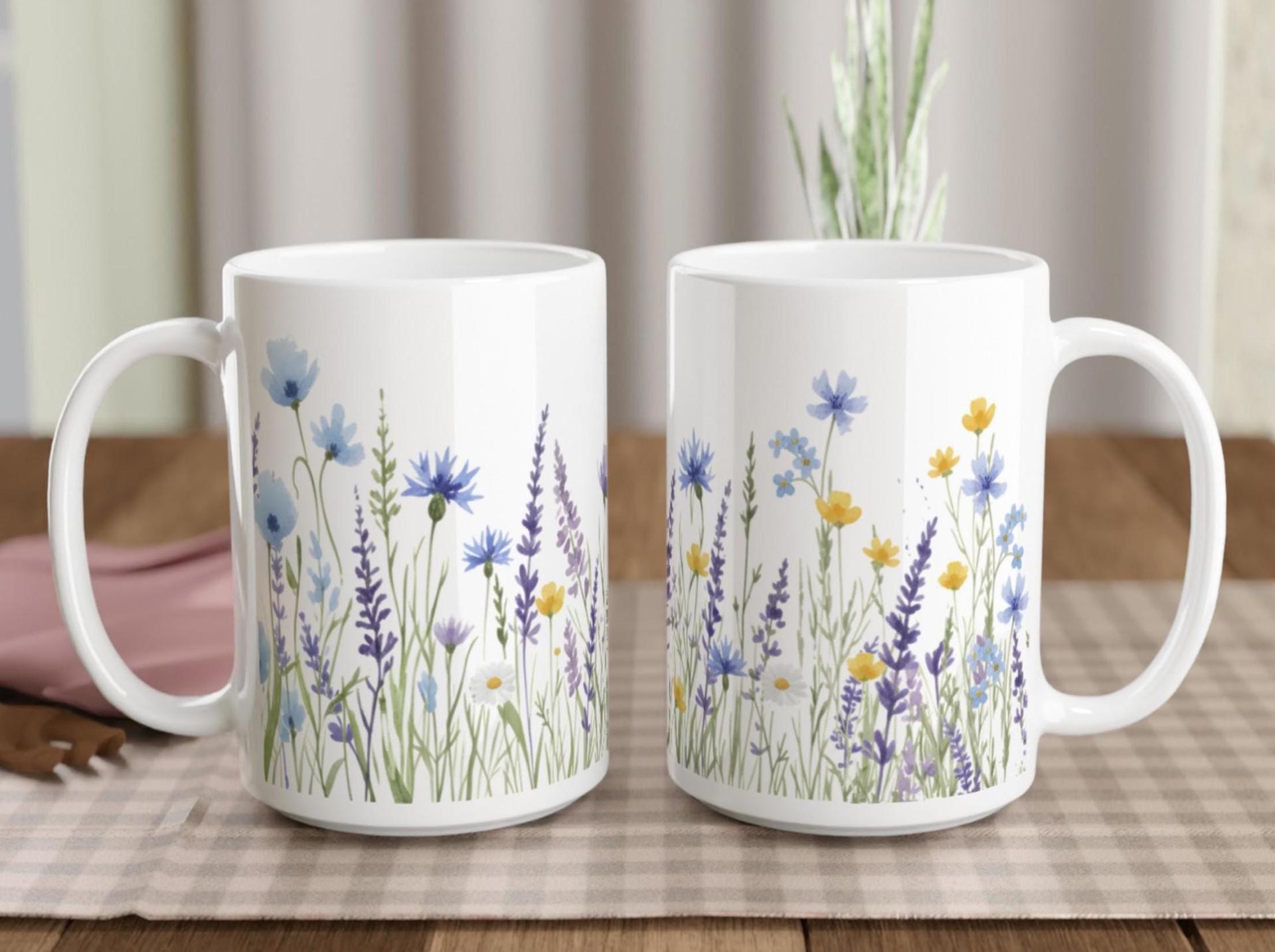 Floral Cups -  Large and Small Ceramic Mugs