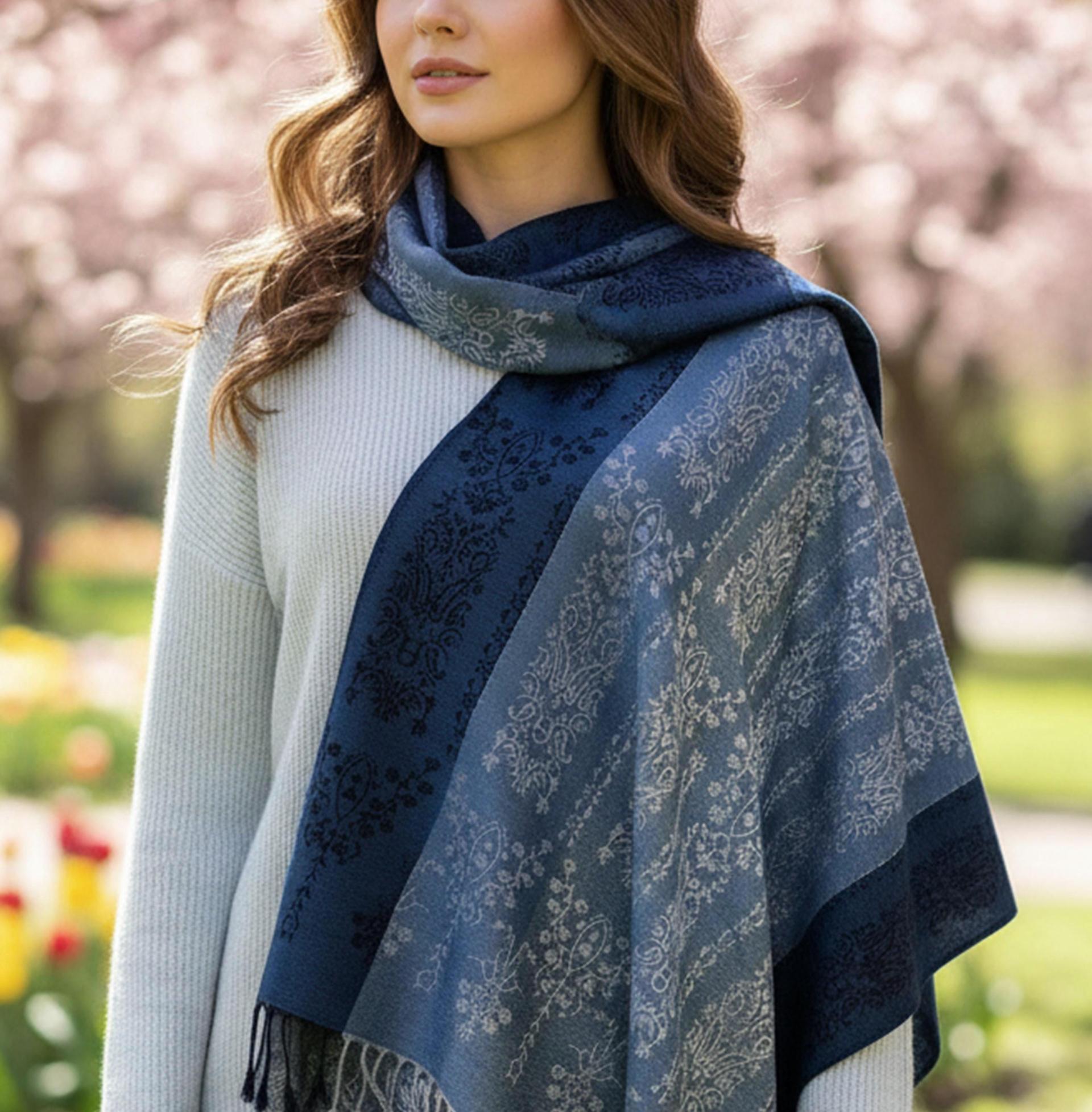 Soft Pashmina Shawl & Scarf for Women, Jacquard Brocade, Shawl, Sarong or Head Wraps