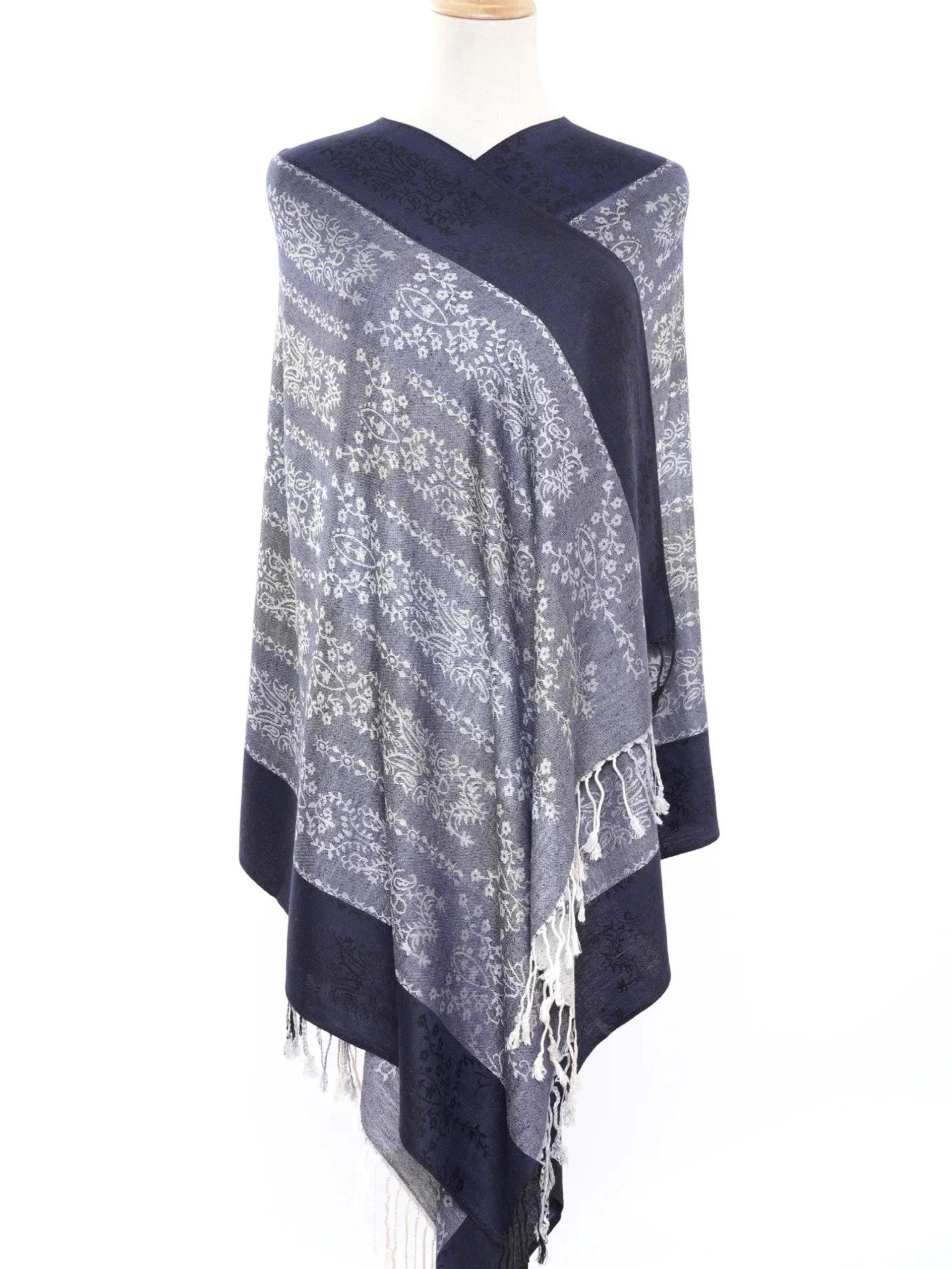 Soft Pashmina Shawl & Scarf for Women, Jacquard Brocade, Shawl, Sarong or Head Wraps