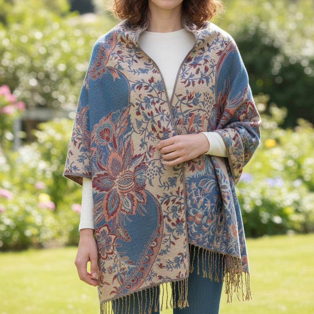 Shiny Pashmina Shawl & Scarf for Women, Jacquard Brocade, Head Wraps