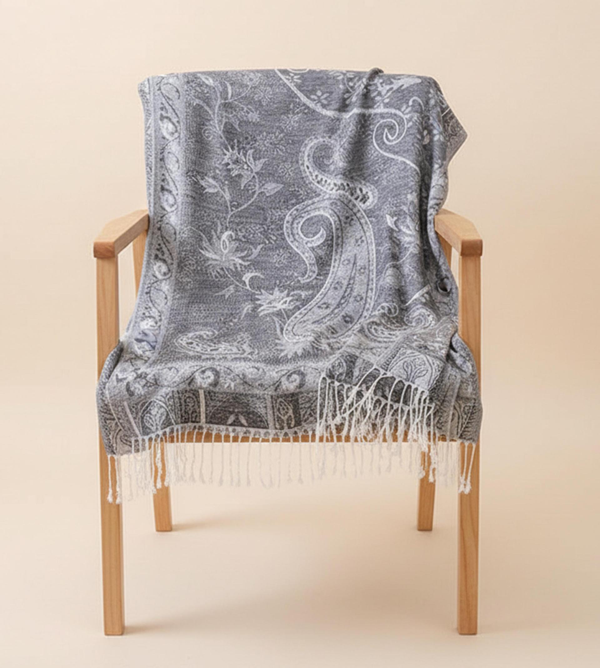 Reversible Soft Pashmina Shawl & Scarf for Women, Jacquard Brocade, Shawl, Sarong or Head Wraps