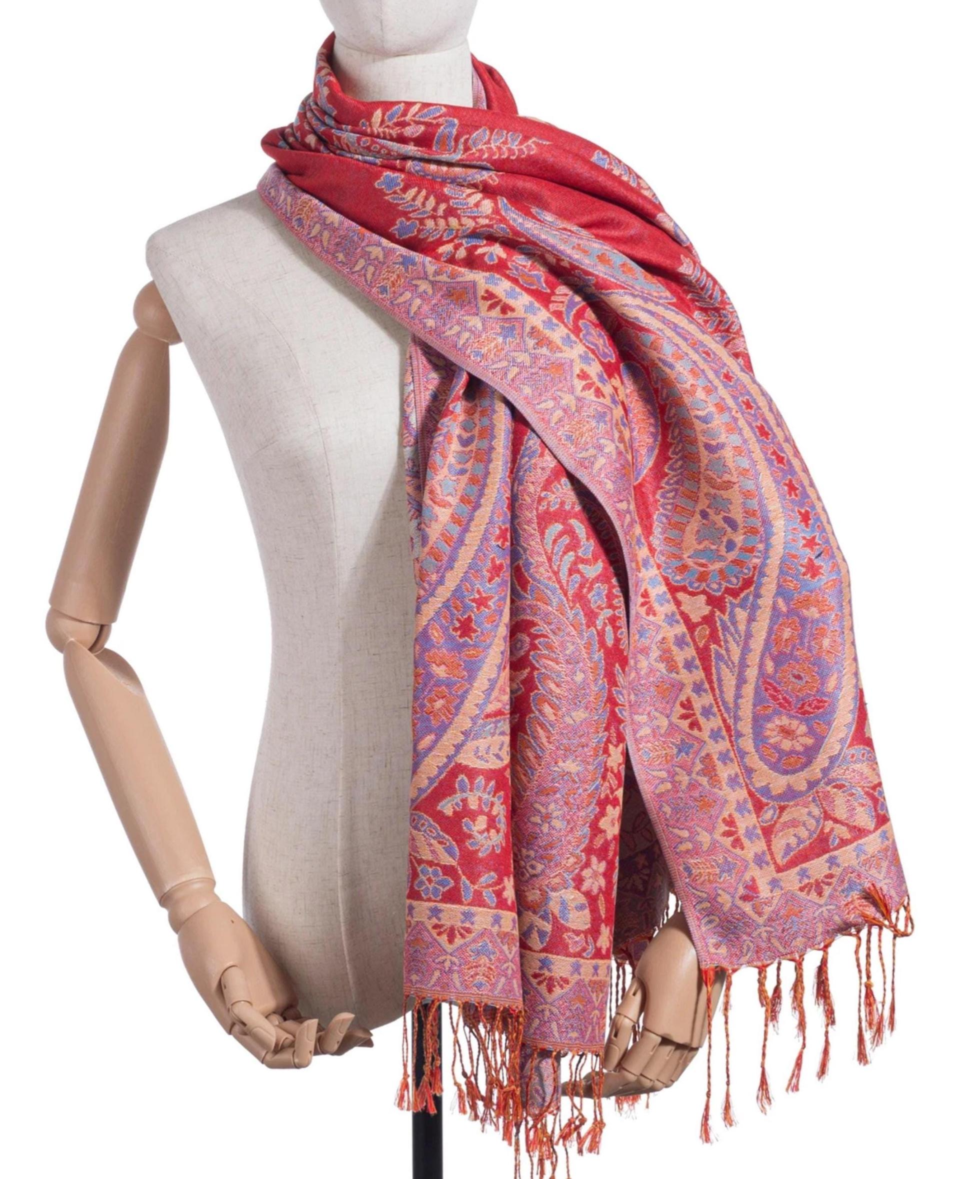 Reversible Soft Pashmina Shawl & Scarf for Women, Jacquard Brocade, Shawl, Sarong or Head Wraps