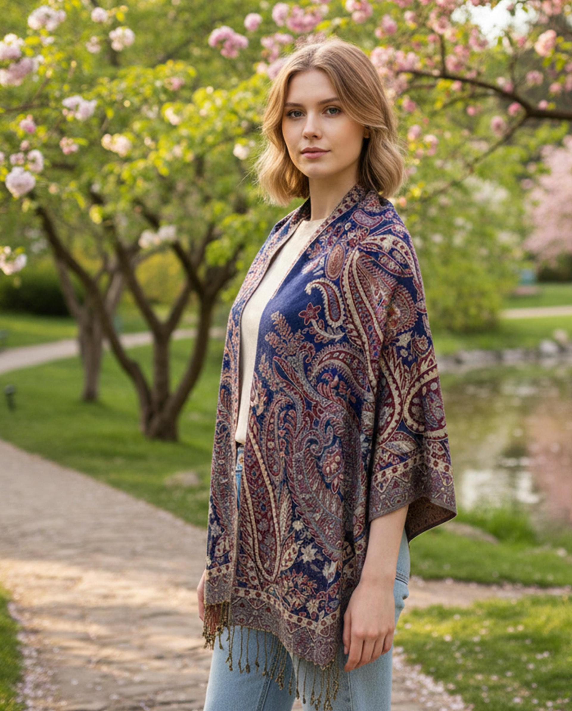 Pashmina Shawl & Scarf for Women, Jacquard Brocade, Shawl, Sarong or Head Wraps