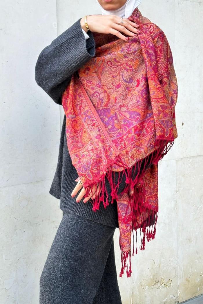 Reversible Soft Pashmina Shawl & Scarf for Women, Jacquard Brocade, Shawl, Sarong or Head Wraps