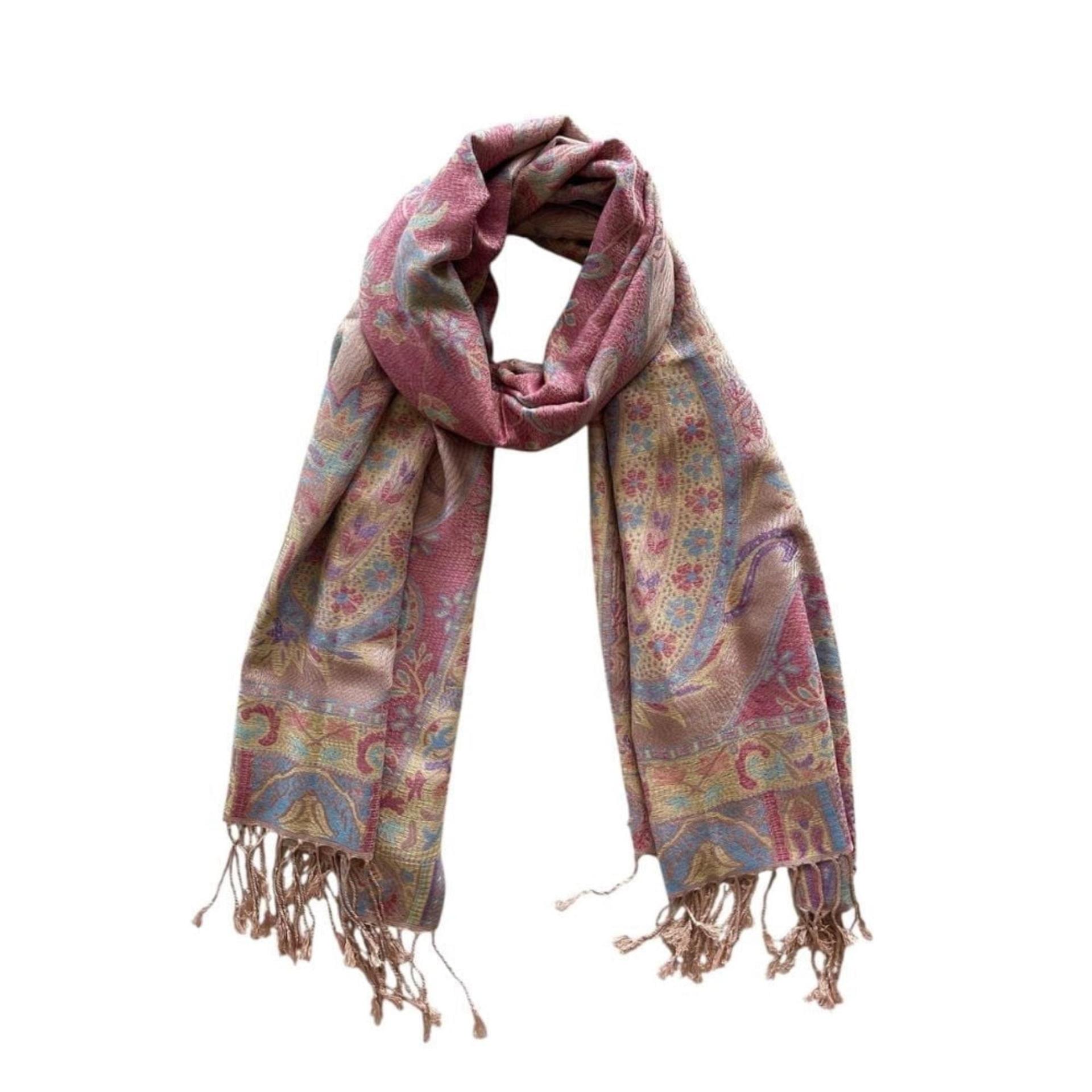 Reversible Soft Pashmina Shawl & Scarf for Women, Jacquard Brocade, Shawl, Sarong or Head Wraps