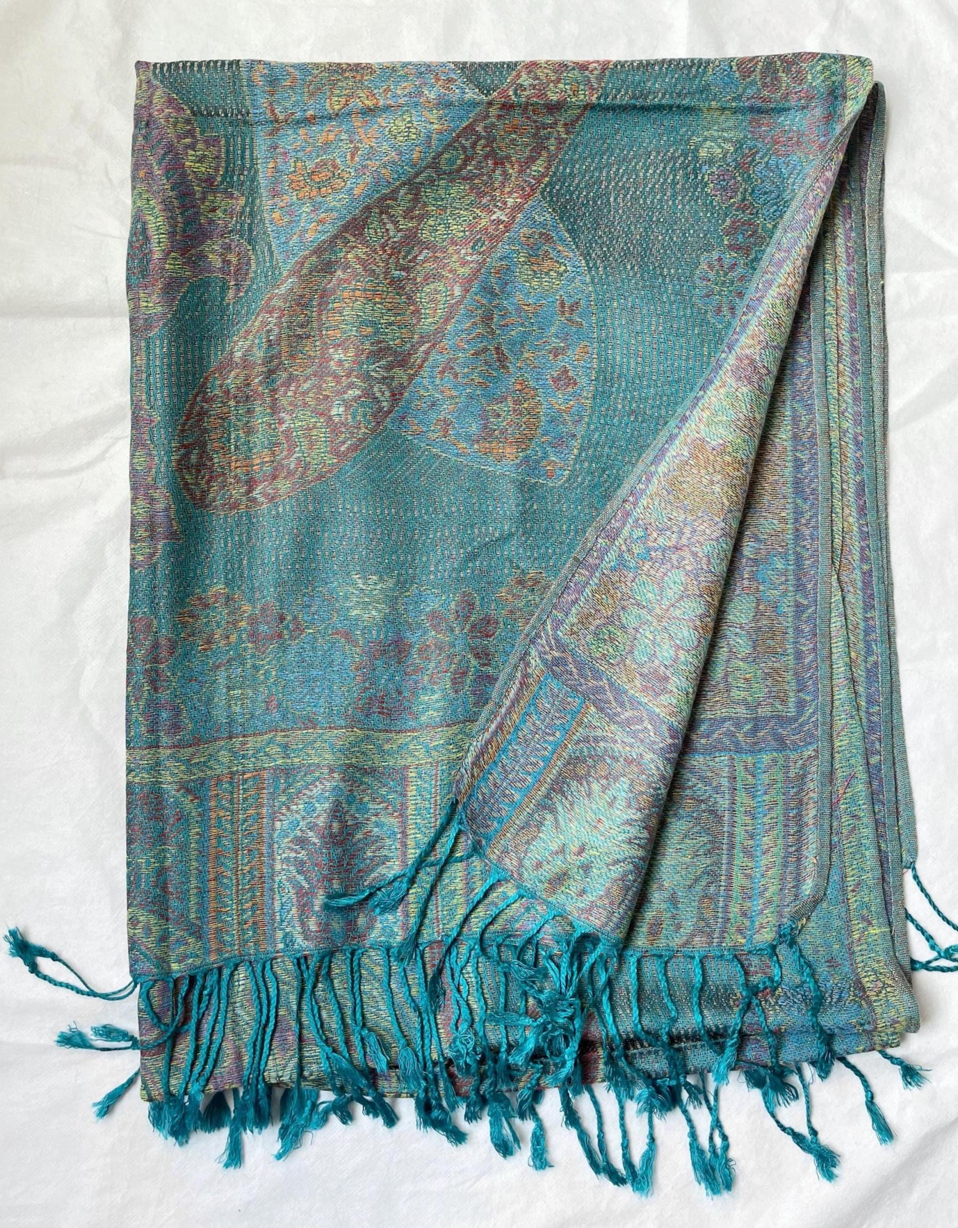 Soft Pashmina Shawl & Scarf for Women, Jacquard Brocade, Shawl, Sarong or Head Wraps