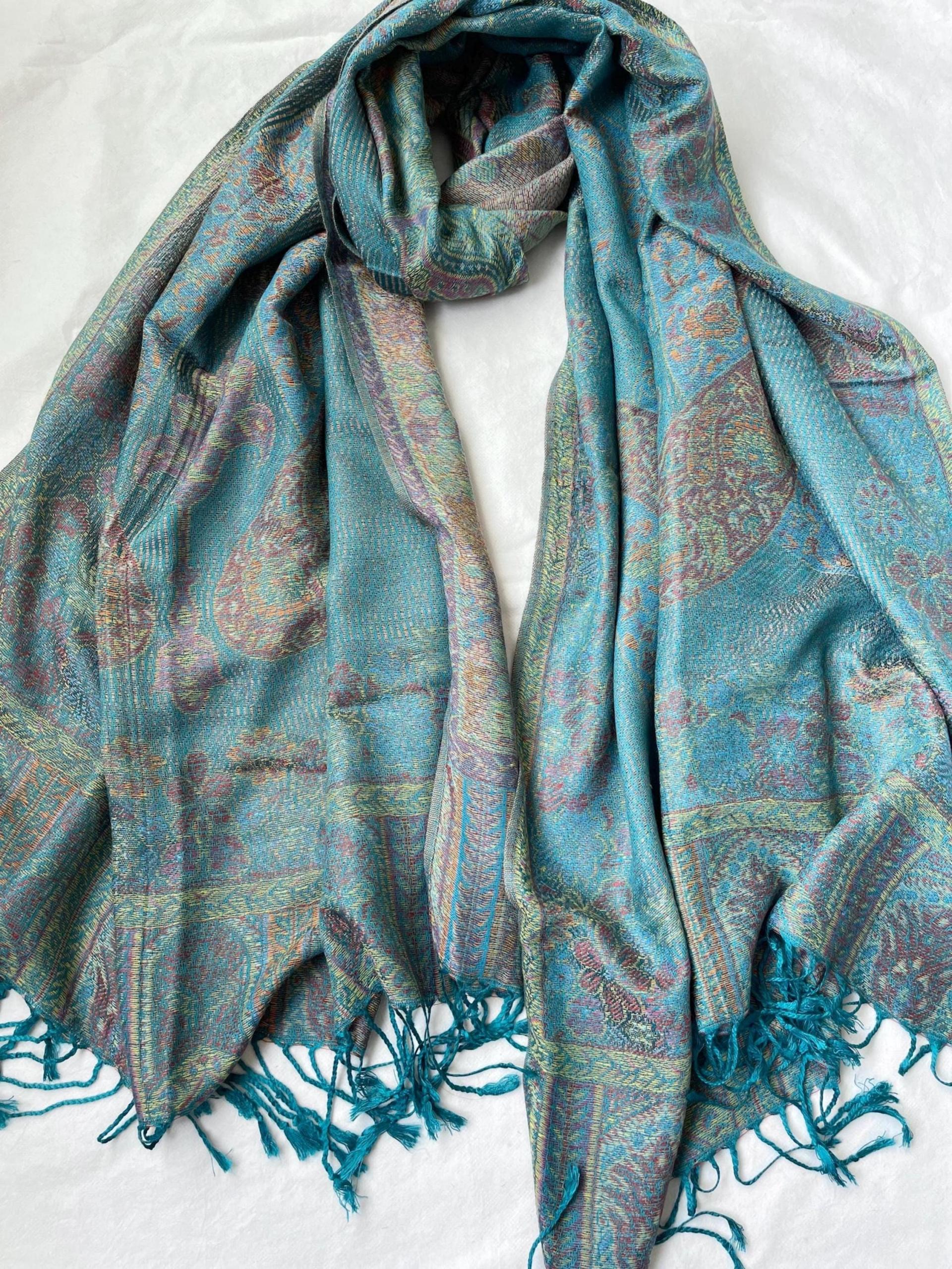 Soft Pashmina Shawl & Scarf for Women, Jacquard Brocade, Shawl, Sarong or Head Wraps