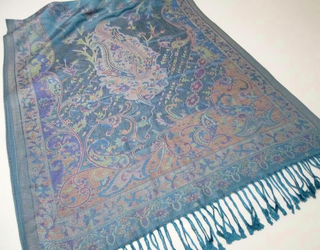 Reversible Soft Pashmina Shawl & Scarf for Women, Jacquard Brocade, Shawl, Sarong or Head Wraps