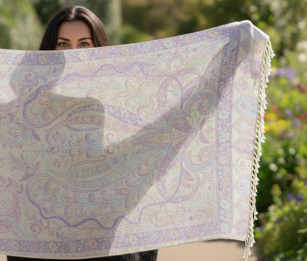 Soft Pashmina Shawl & Scarf for Women, Jacquard Brocade, Shawl, Sarong or Head Wraps