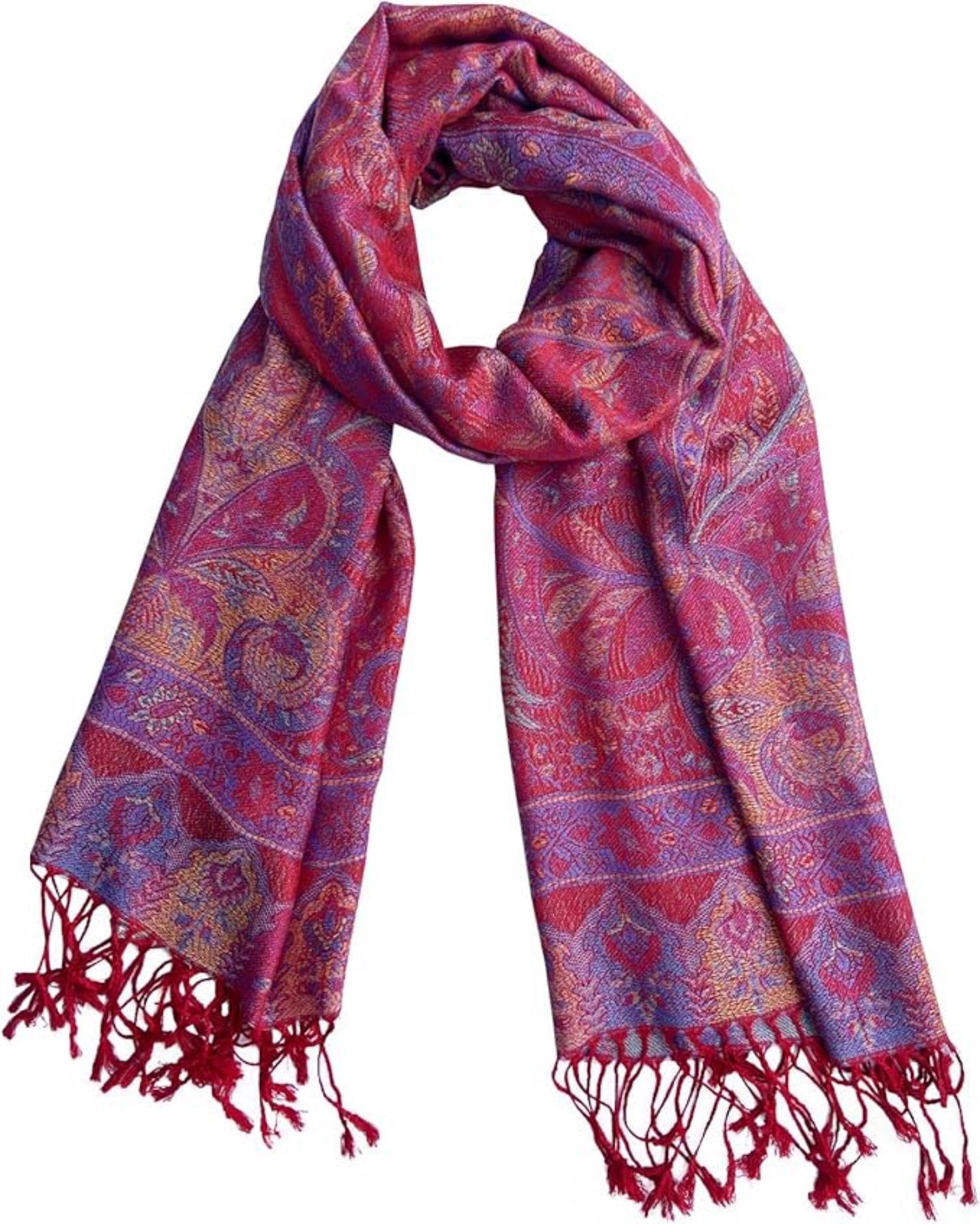 Reversible Soft Pashmina Shawl & Scarf for Women, Jacquard Brocade, Shawl, Sarong or Head Wraps