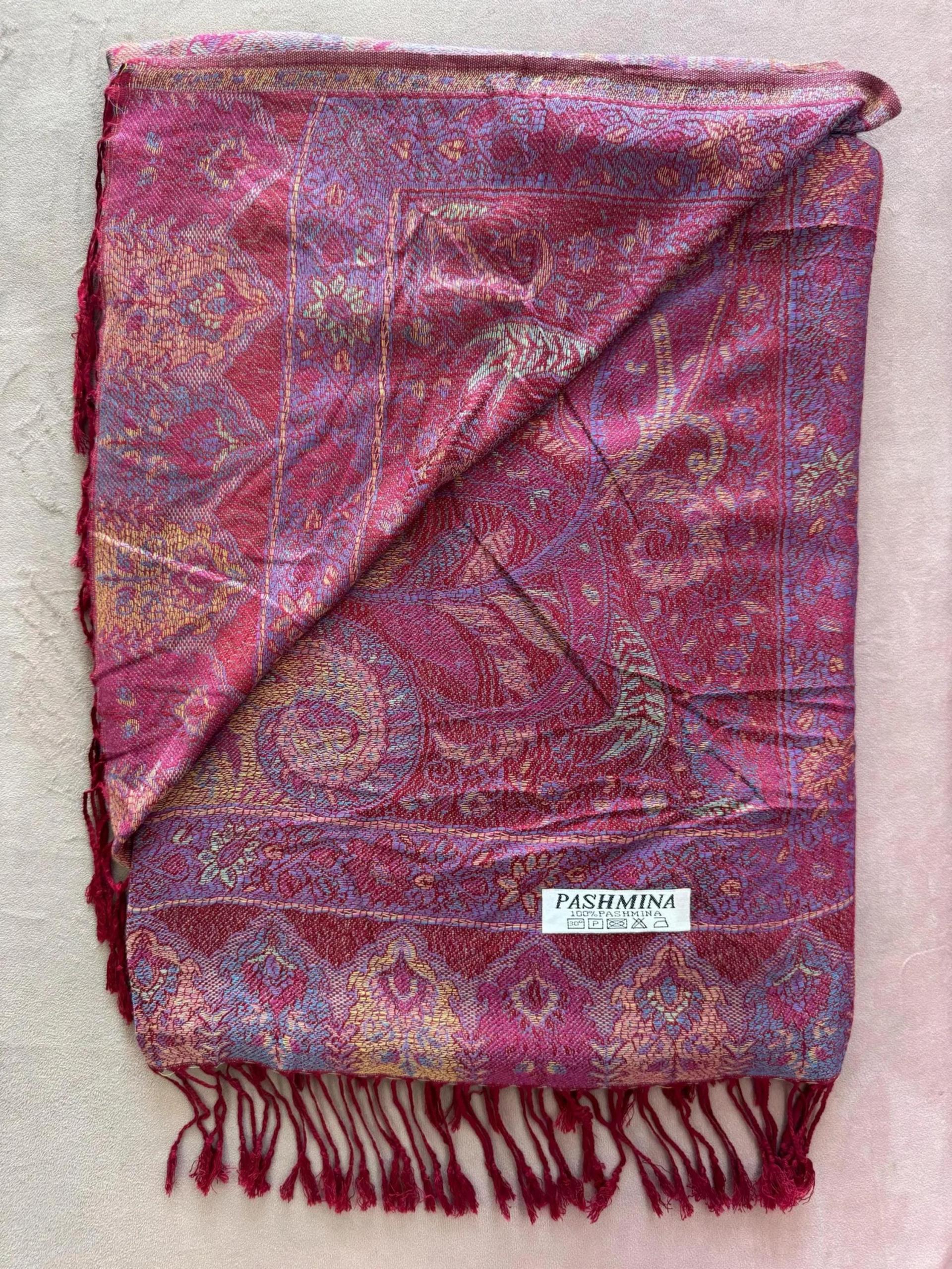 Reversible Soft Pashmina Shawl & Scarf for Women, Jacquard Brocade, Shawl, Sarong or Head Wraps