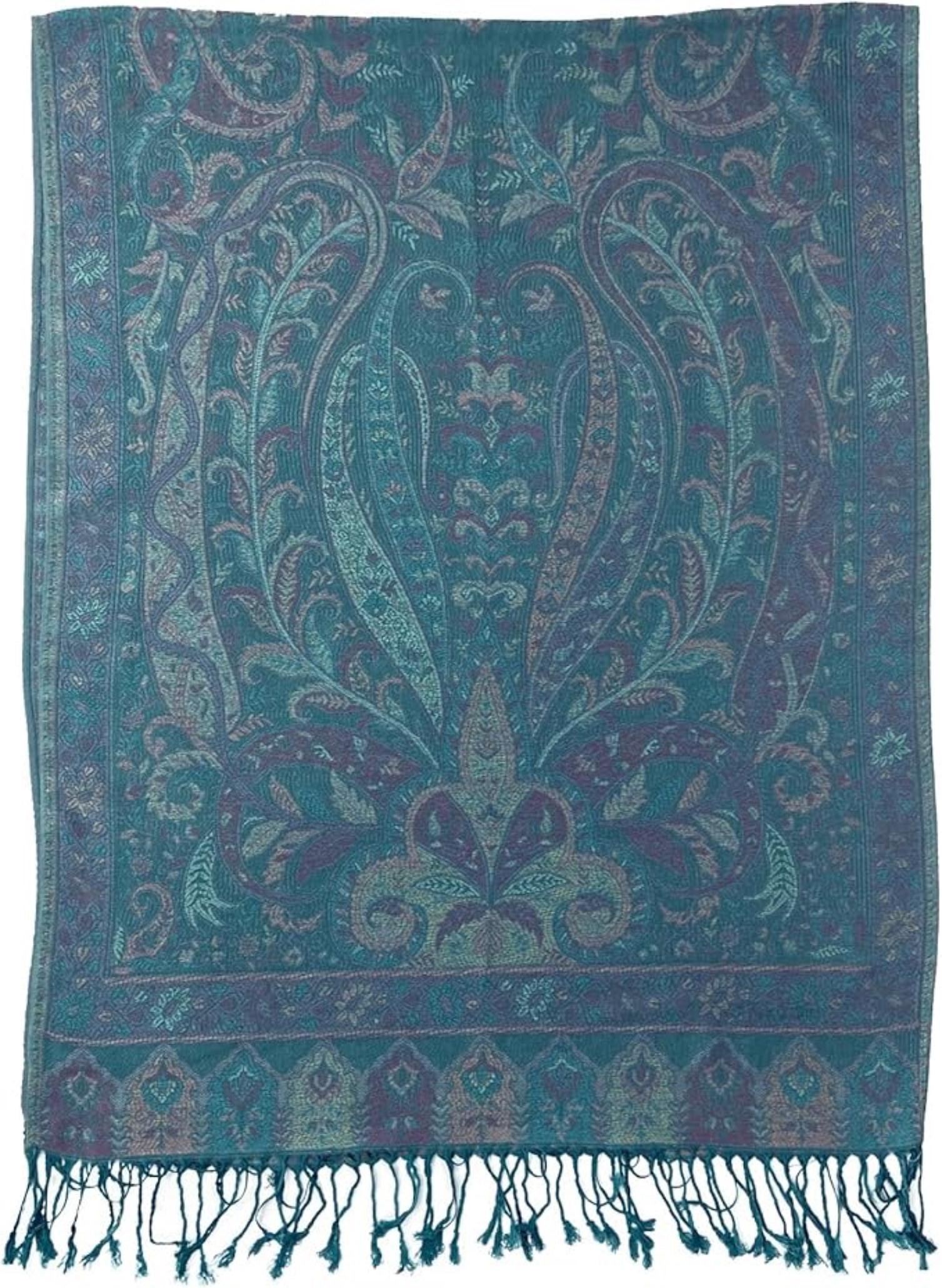 Reversible Soft Pashmina Shawl & Scarf for Women, Jacquard Brocade, Shawl, Sarong or Head Wraps