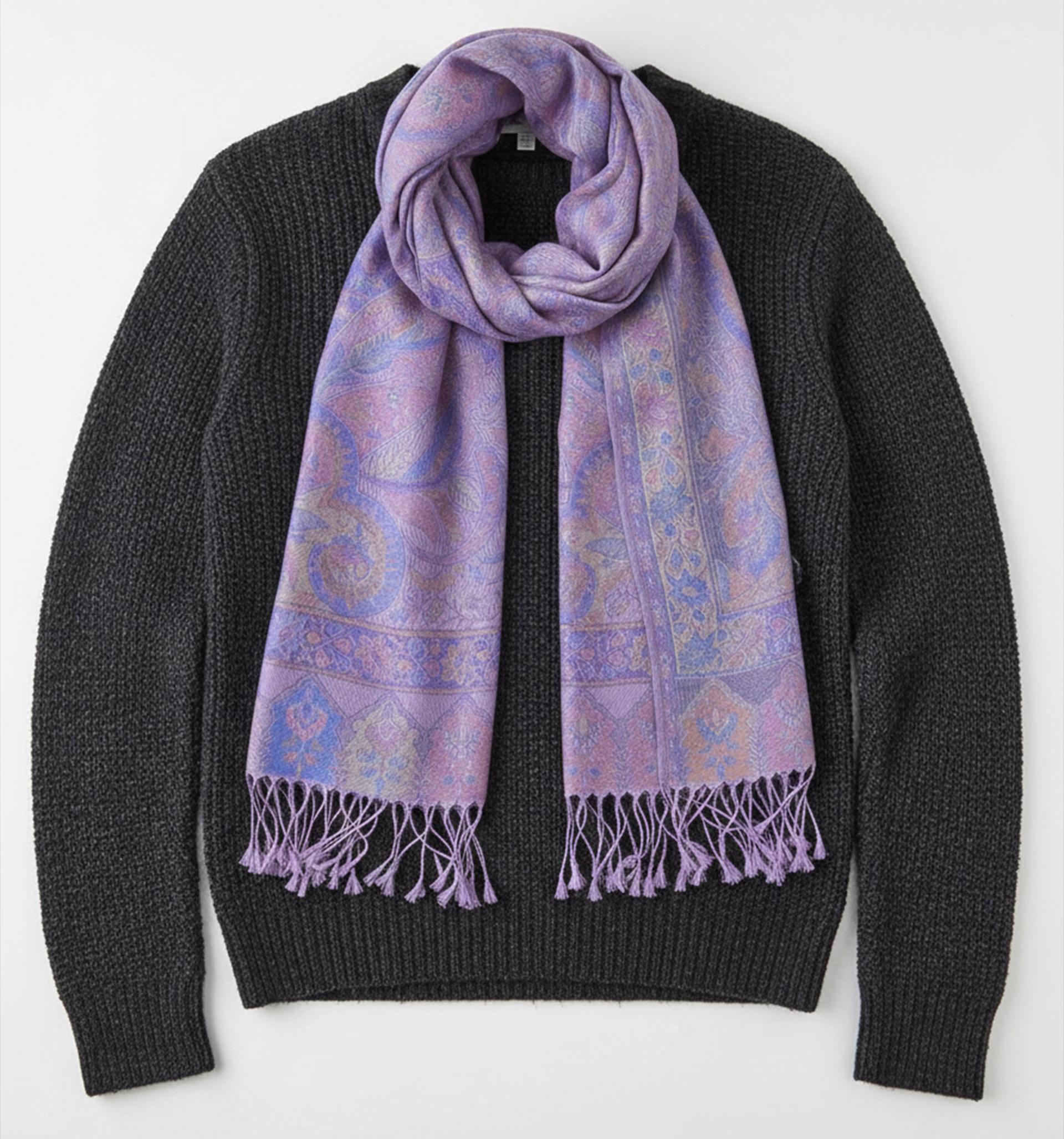 Reversible Soft Pashmina Shawl & Scarf for Women, Jacquard Brocade, Shawl, Sarong or Head Wraps