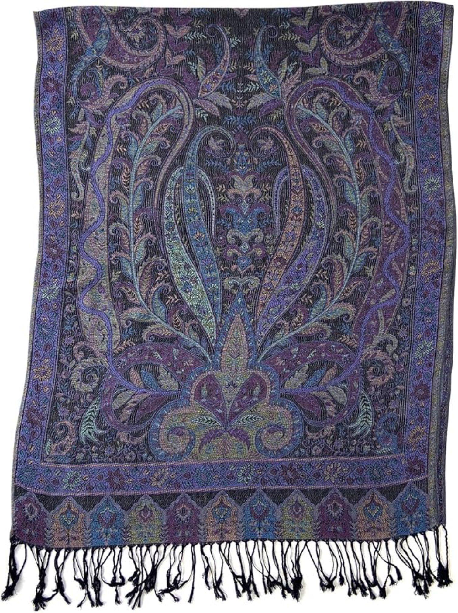 Reversible Soft Pashmina Shawl & Scarf for Women, Jacquard Brocade, Shawl, Sarong or Head Wraps