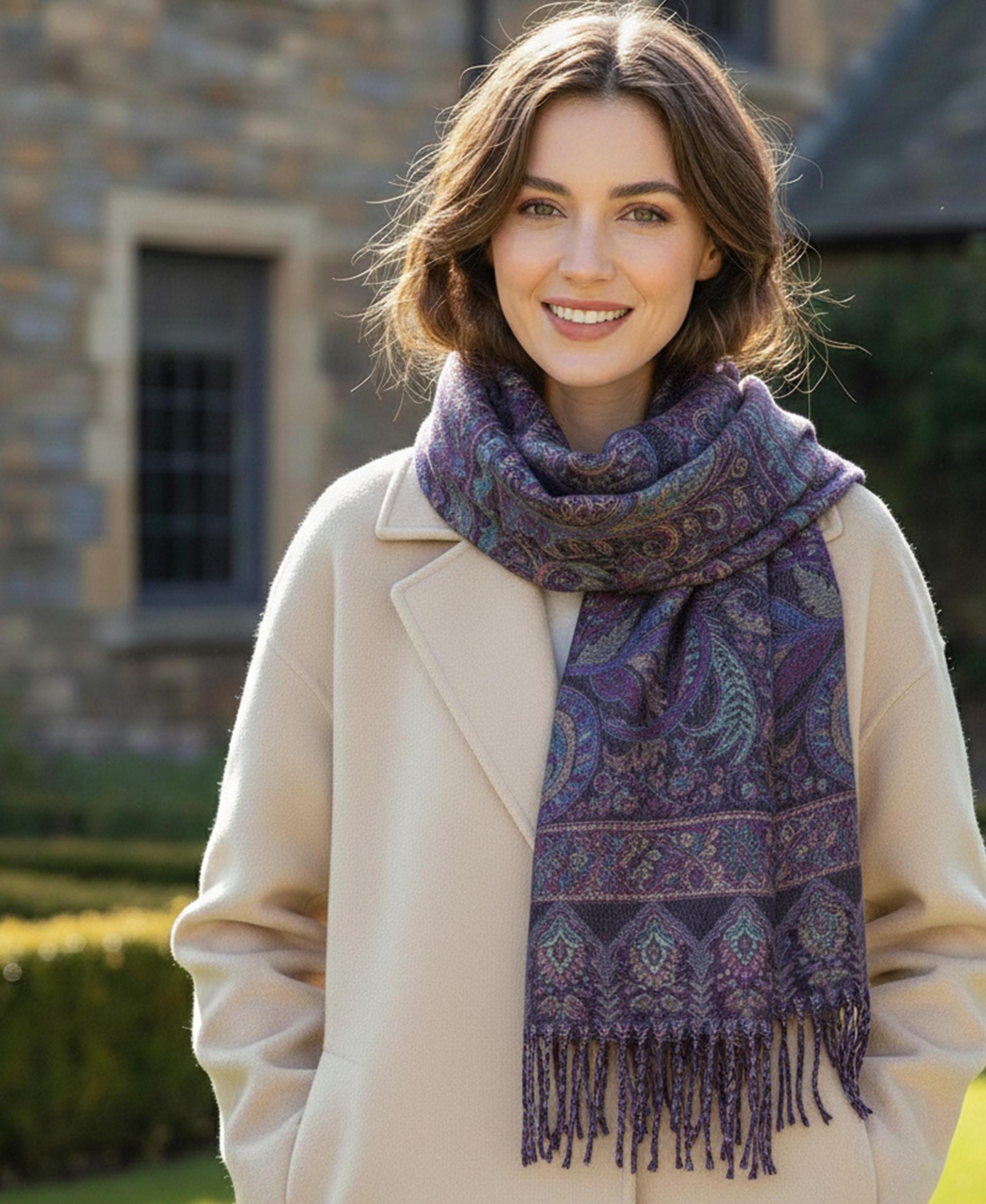 Reversible Soft Pashmina Shawl & Scarf for Women, Jacquard Brocade, Shawl, Sarong or Head Wraps