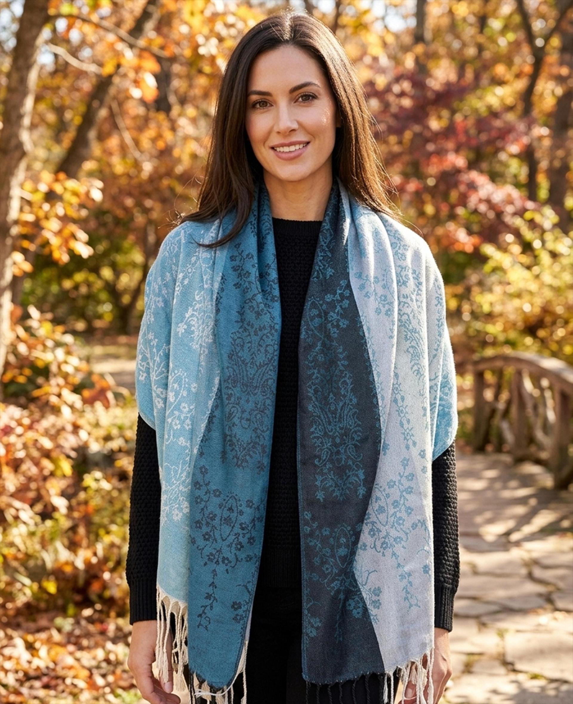 Soft Pashmina Shawl & Scarf for Women, Jacquard Brocade, Shawl, Sarong or Head Wraps
