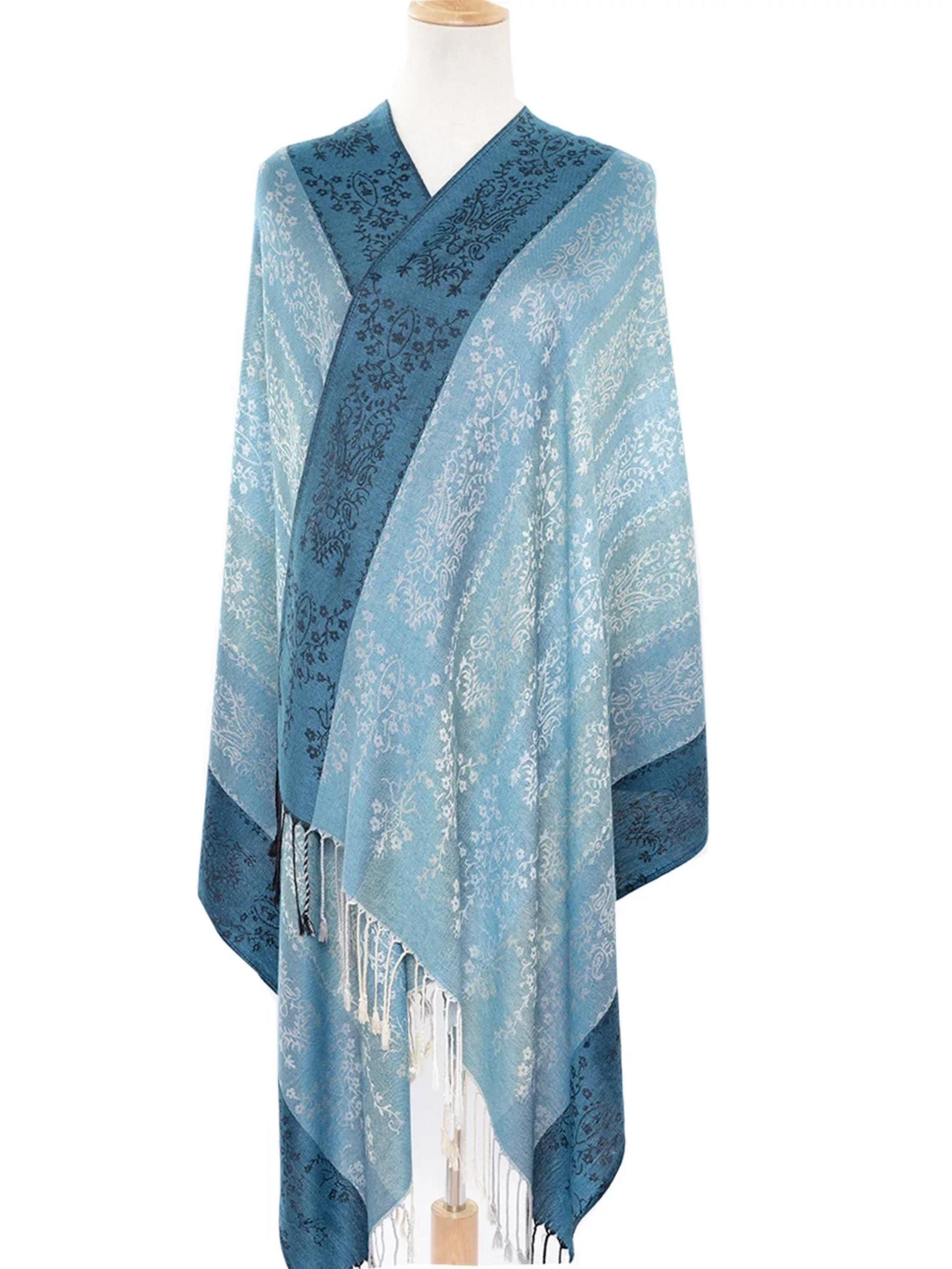 Soft Pashmina Shawl & Scarf for Women, Jacquard Brocade, Shawl, Sarong or Head Wraps