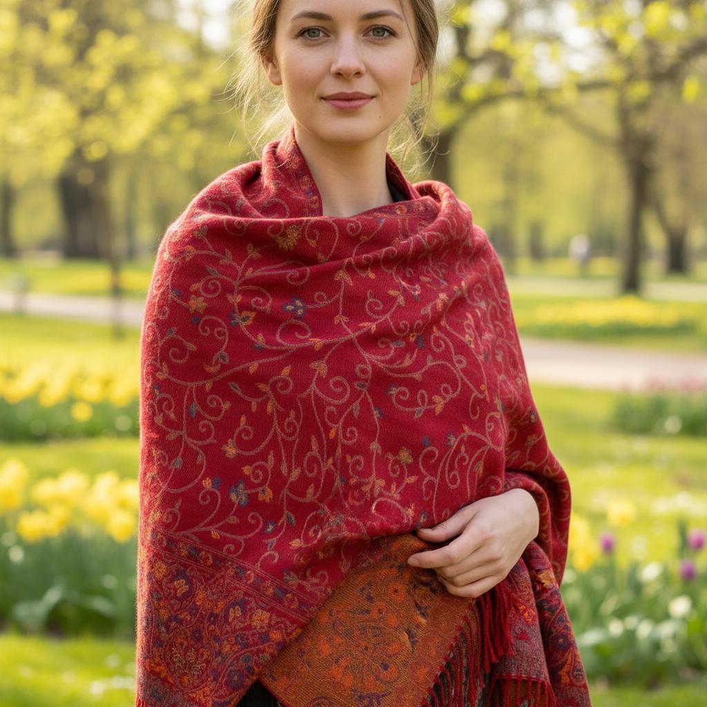 Thick & Soft Pashmina Shawl and Scarf for Women, Jacquard Brocade, Blanket Shawl