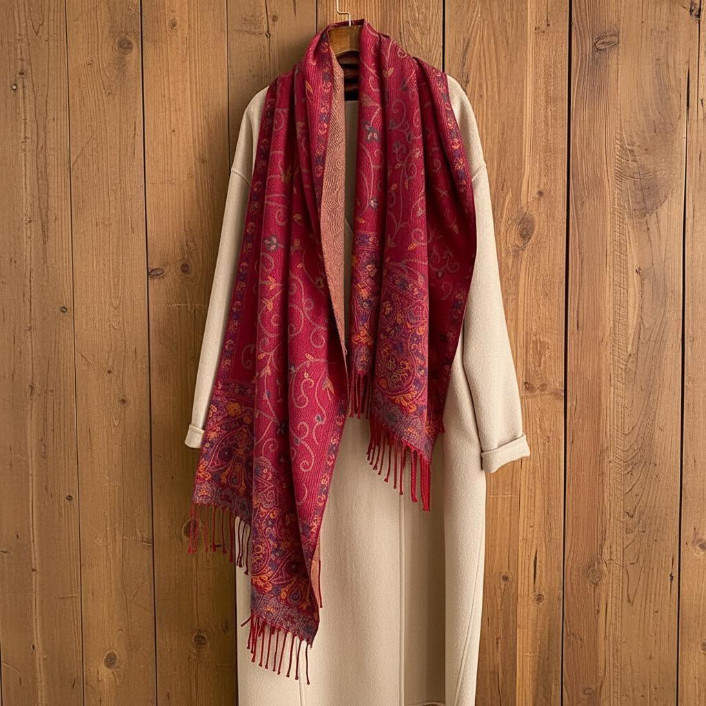Thick & Soft Pashmina Shawl and Scarf for Women, Jacquard Brocade, Blanket Shawl