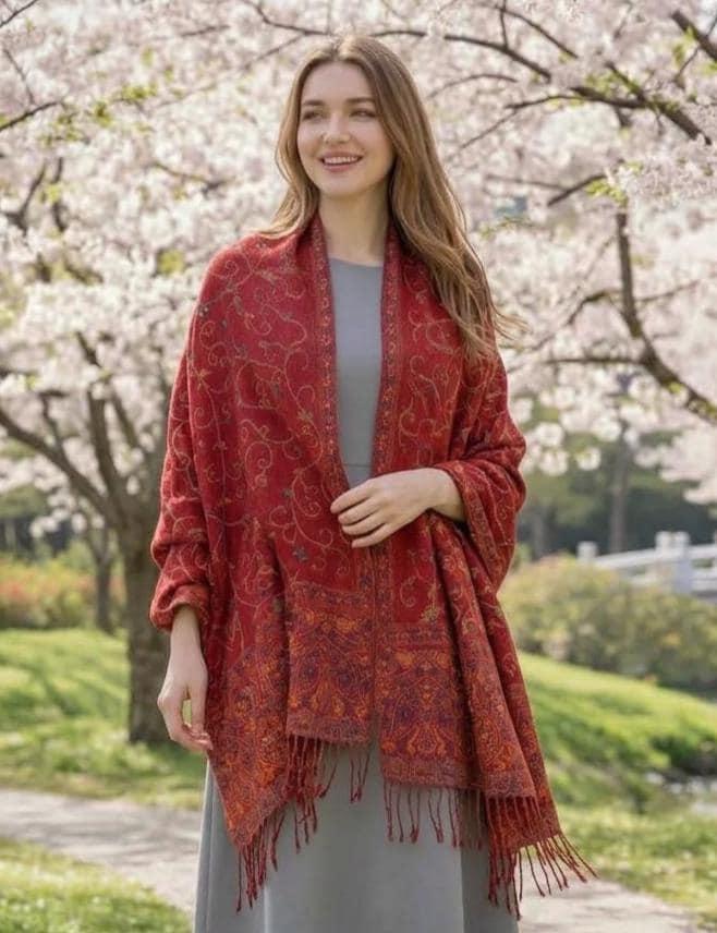 Thick & Soft Pashmina Shawl and Scarf for Women, Jacquard Brocade, Blanket Shawl