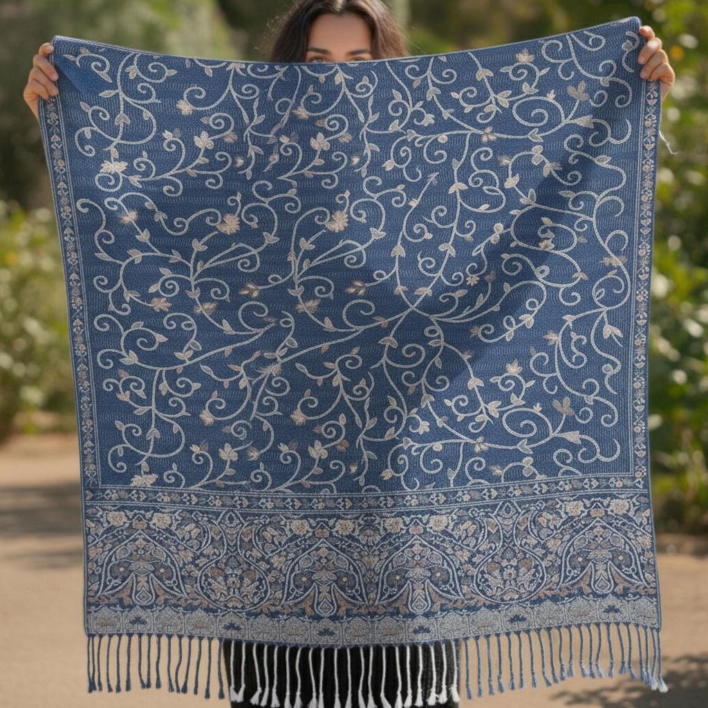 Thick & Soft Pashmina Shawl and Scarf for Women, Jacquard Brocade, Blanket Shawl