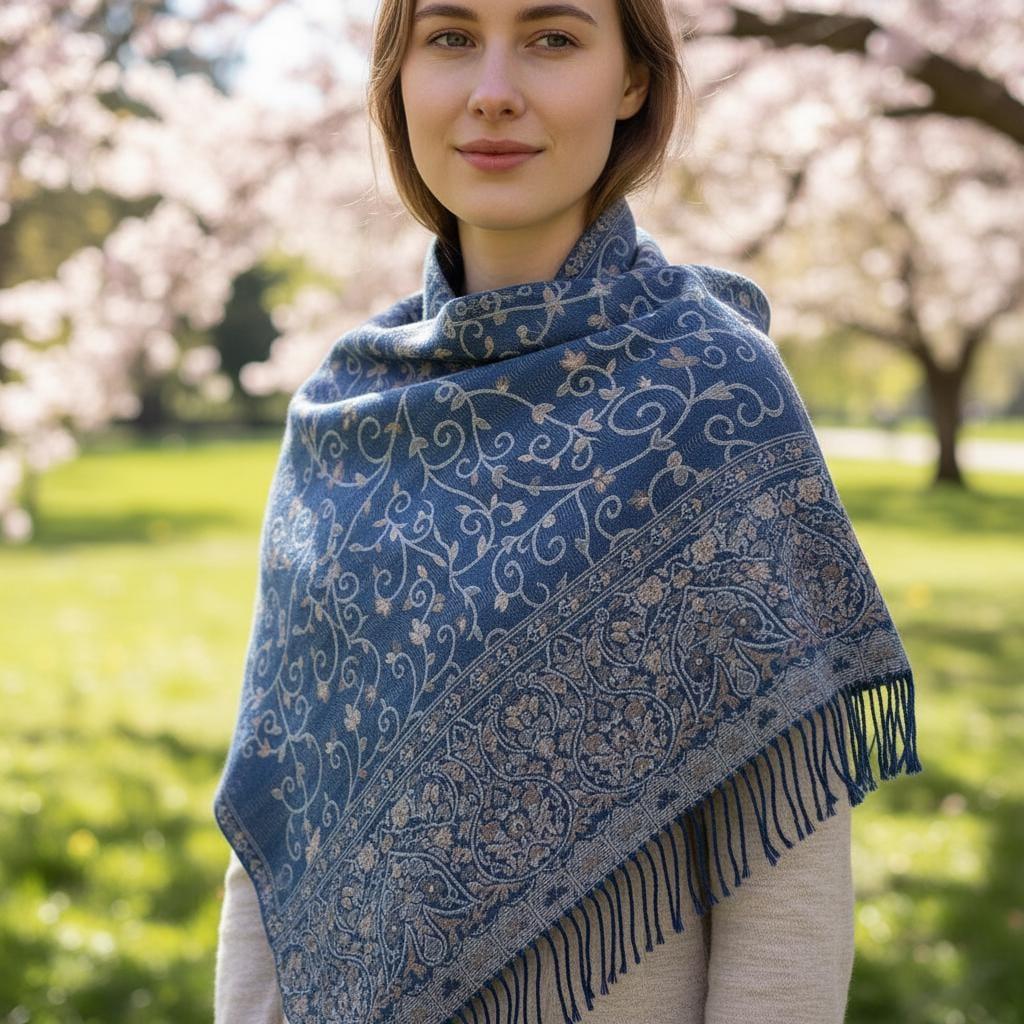 Thick & Soft Pashmina Shawl and Scarf for Women, Jacquard Brocade, Blanket Shawl