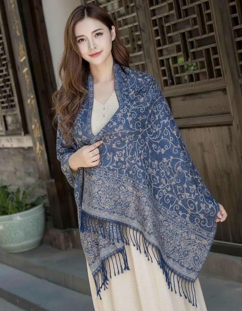 Thick & Soft Pashmina Shawl and Scarf for Women, Jacquard Brocade, Blanket Shawl