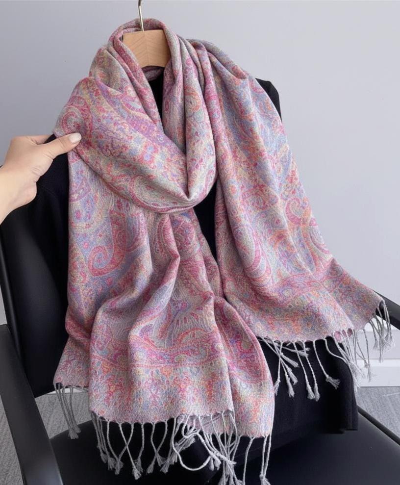Soft Pashmina Shawl & Scarf for Women, Jacquard Brocade, Shawl, Sarong or Head Wraps