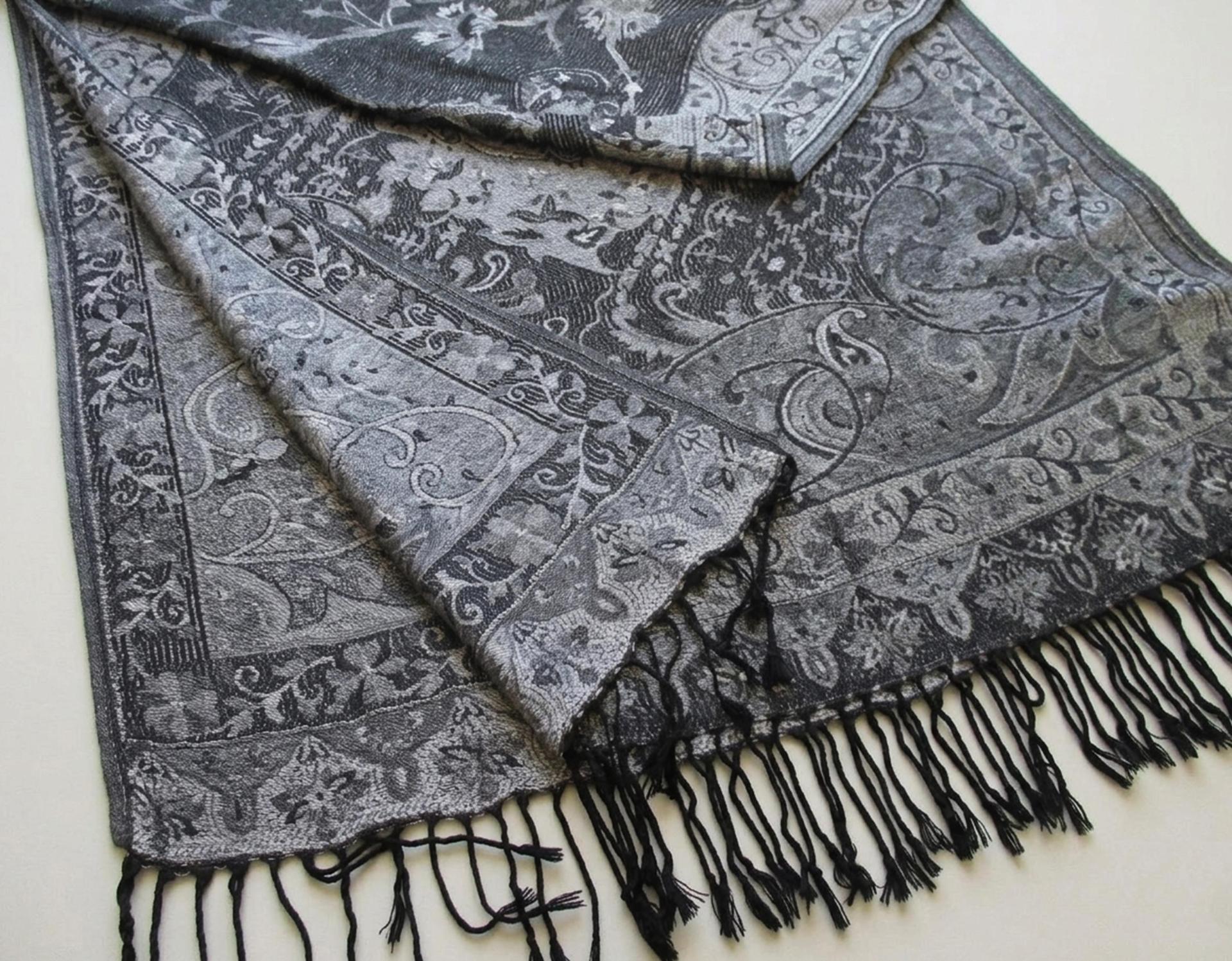 Reversible Soft Pashmina Shawl & Scarf for Women, Jacquard Brocade, Shawl, Sarong or Head Wraps