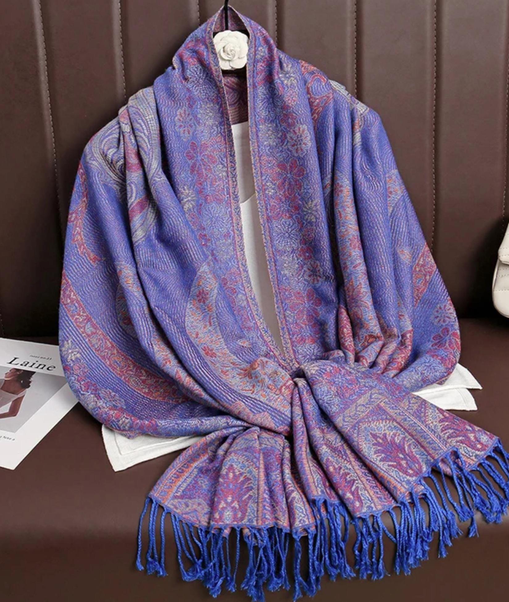 Soft Pashmina Shawl & Scarf for Women, Jacquard Brocade, Shawl, Sarong or Head Wraps