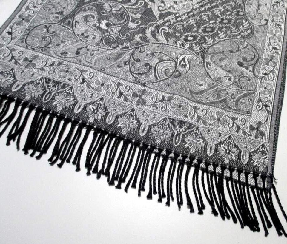 Reversible Thick Soft Pashmina Shawl & Scarf for Women, Jacquard Brocade, Blanket Scarf, Head Wraps