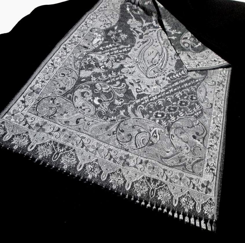 Reversible Thick Soft Pashmina Shawl & Scarf for Women, Jacquard Brocade, Blanket Scarf, Head Wraps