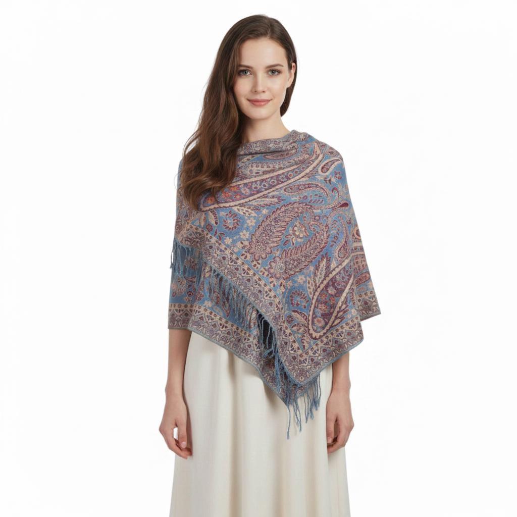 Soft Pashmina Shawl & Scarf for Women, Jacquard Brocade, Shawl, Sarong or Head Wraps
