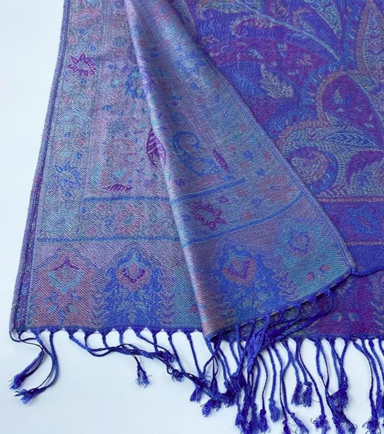 Reversible Soft Pashmina Shawl & Scarf for Women, Jacquard Brocade, Shawl, Sarong or Head Wraps