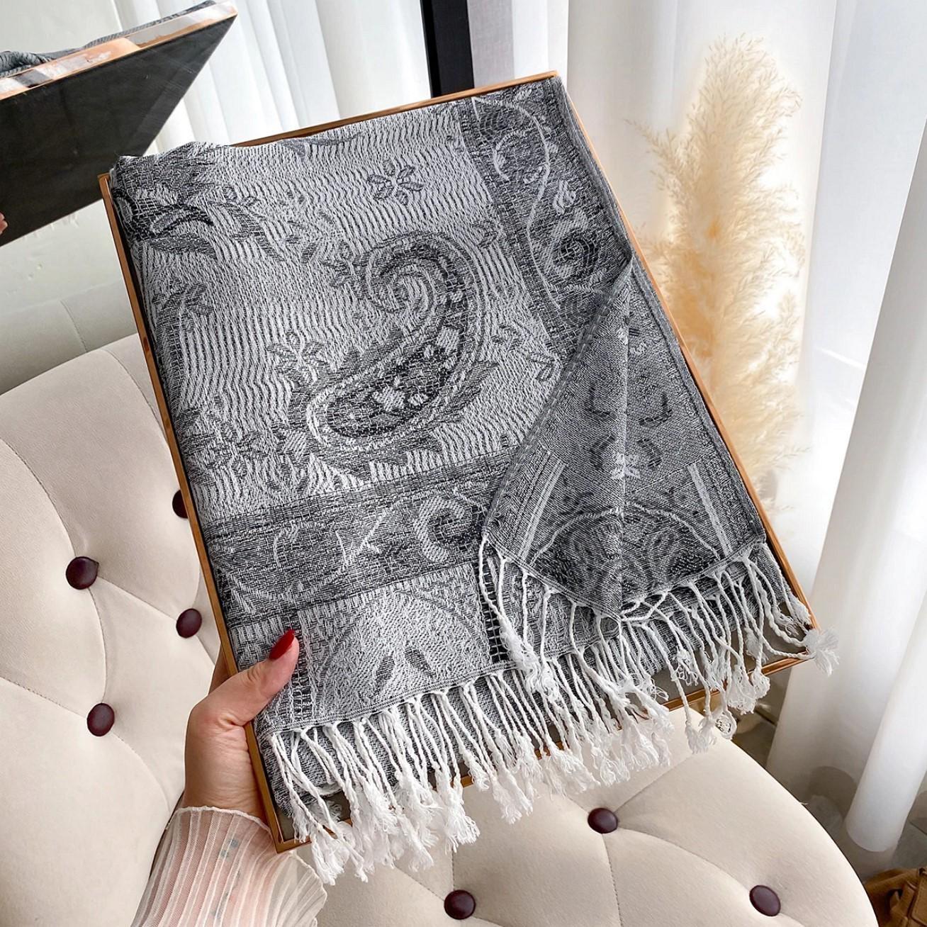 Reversible Soft Pashmina Shawl & Scarf for Women, Jacquard Brocade, Shawl, Sarong or Head Wraps