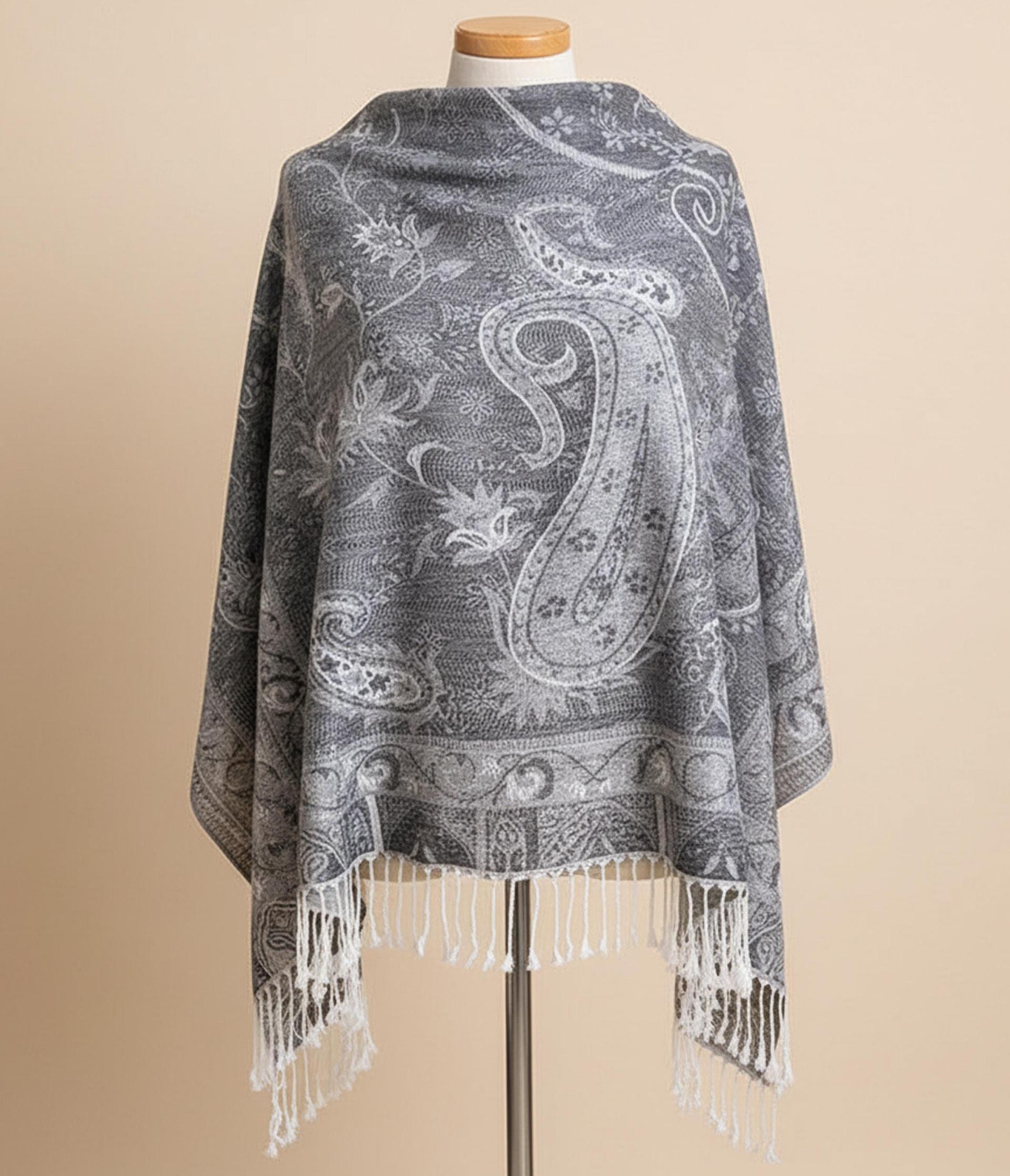 Reversible Soft Pashmina Shawl & Scarf for Women, Jacquard Brocade, Shawl, Sarong or Head Wraps