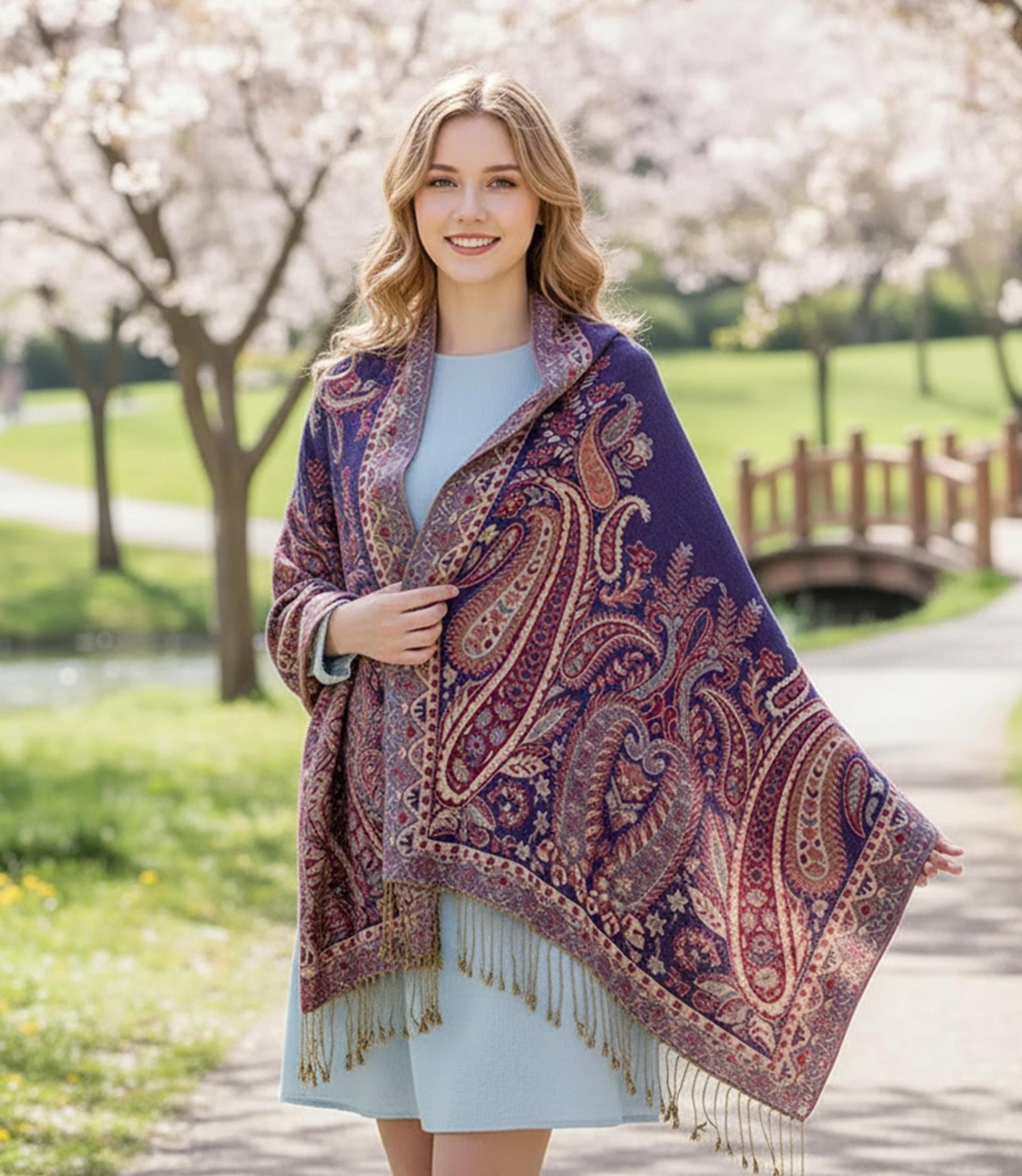 Pashmina Shawl & Scarf for Women, Jacquard Brocade, Shawl, Sarong or Head Wraps